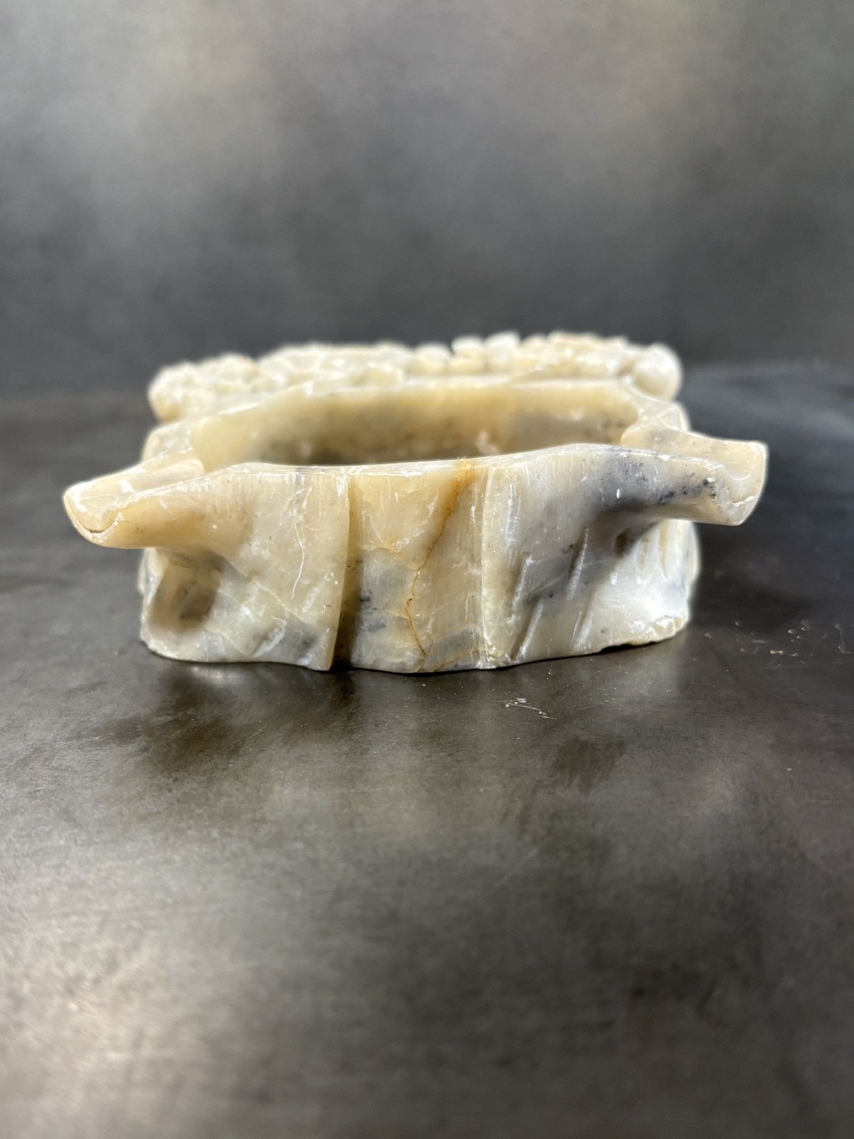 Vintage Carved Vintage Stone Ashtray Chinese Alabaster Soapstone 60s Size ONE SIZE - 9 Thumbnail