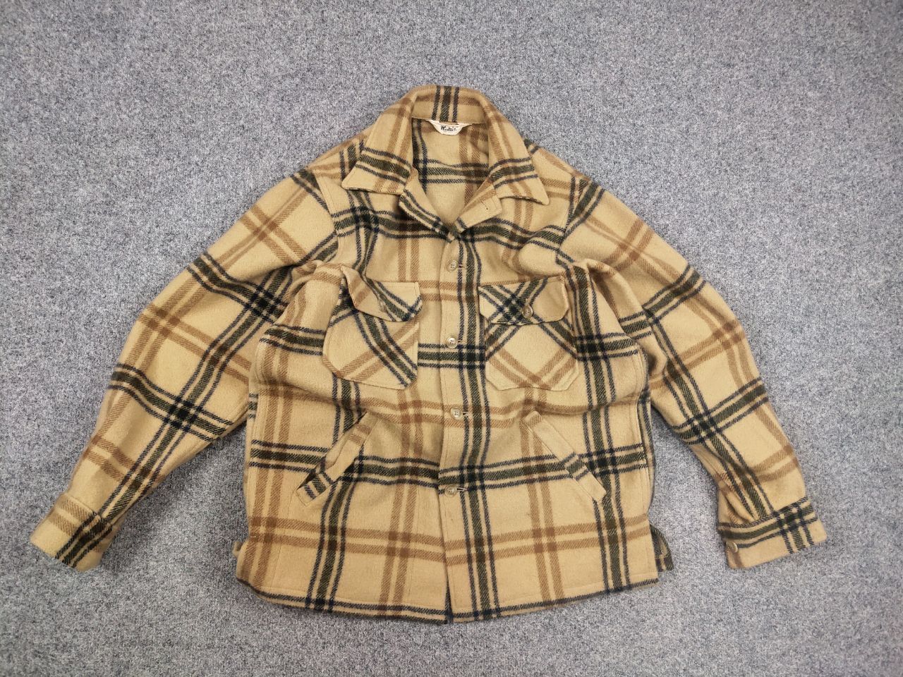 Vintage 60's Woolrich USA Plaid Wool Coat Pocket Jacket