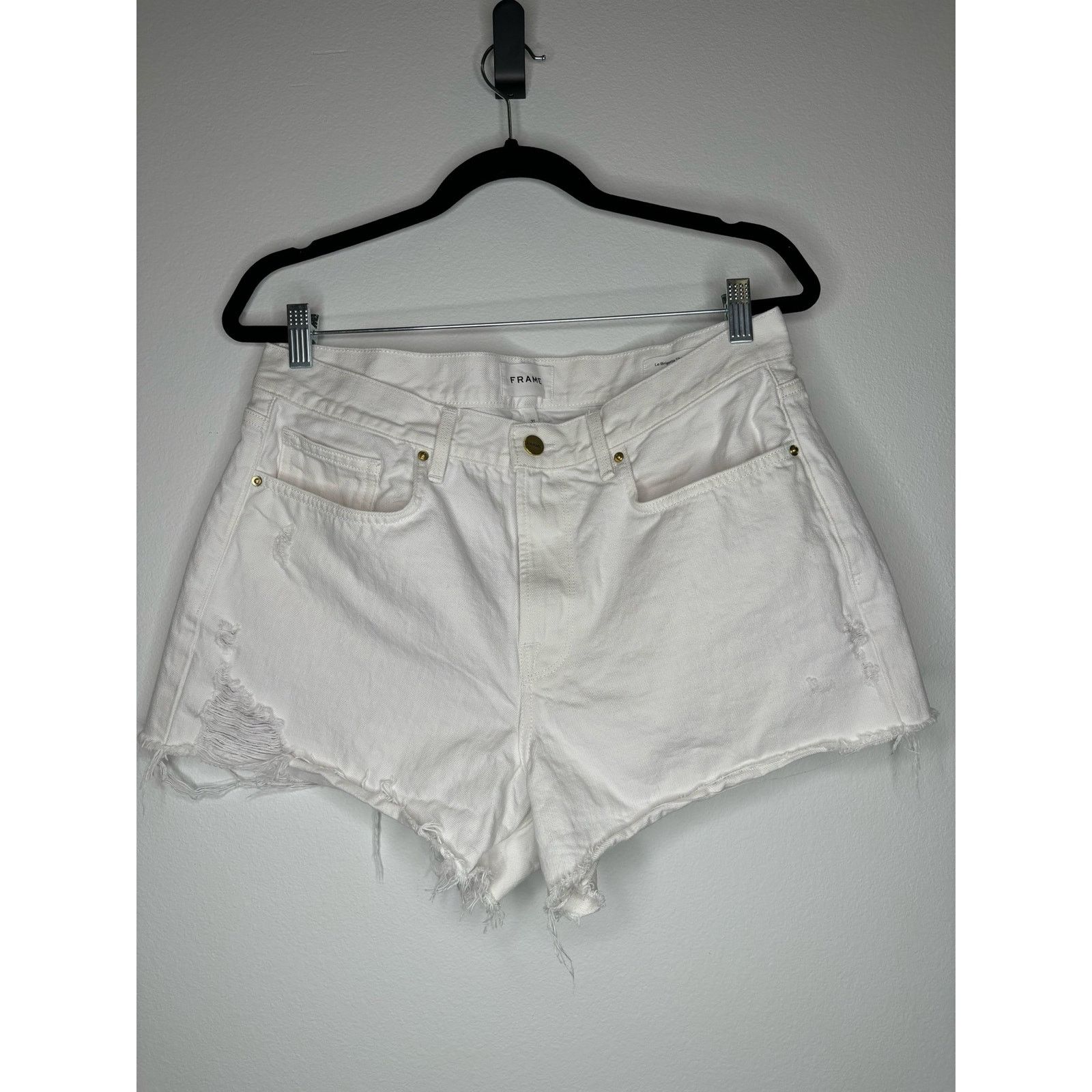Frame FRAME Womens Le Brigette White Denim Cut Off Shorts Size 31" - 2 Thumbnail
