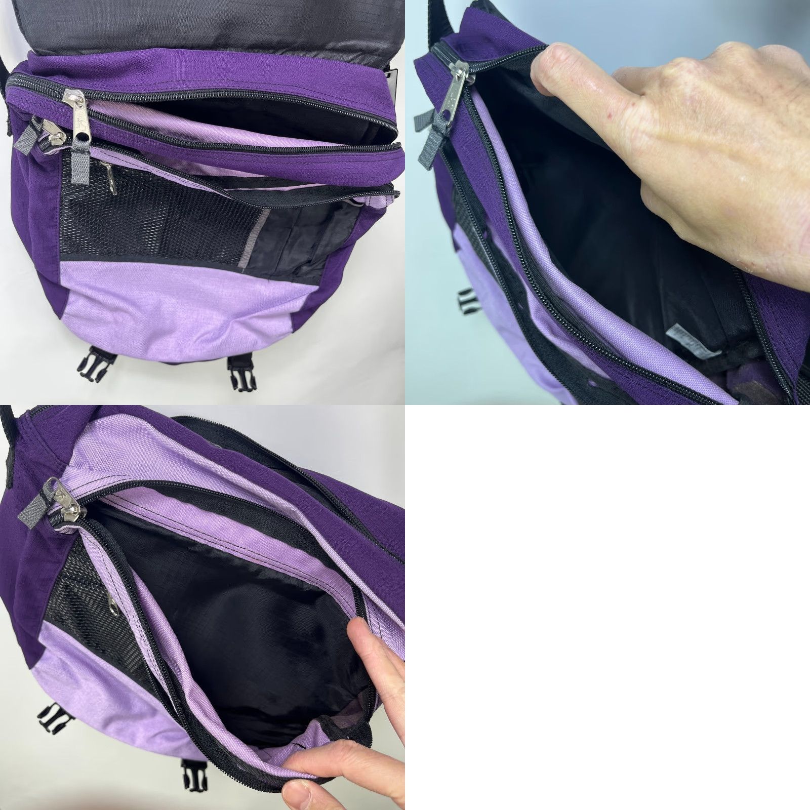 Jansport VINTAGE Jansport 90s Leather Nylon Crossbody Satchel Bag Mens Purple Canvas Zip Bag Travel Casual - 90s Theme, Jeans? Size ONE SIZE - 8 Thumbnail