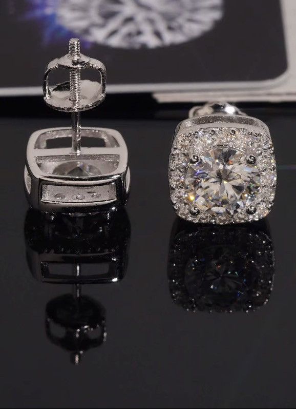 VVS Iced Out Silver Moissanite Earrings 9.5mm