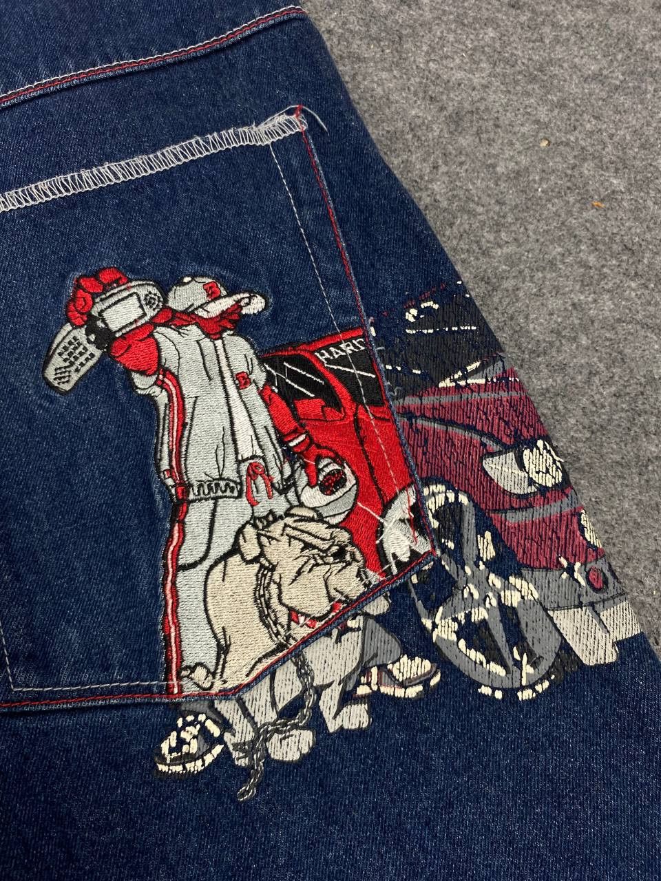 JNCO vintage school of hard knocks baggy denim embroided Size US 33 - 4 Thumbnail