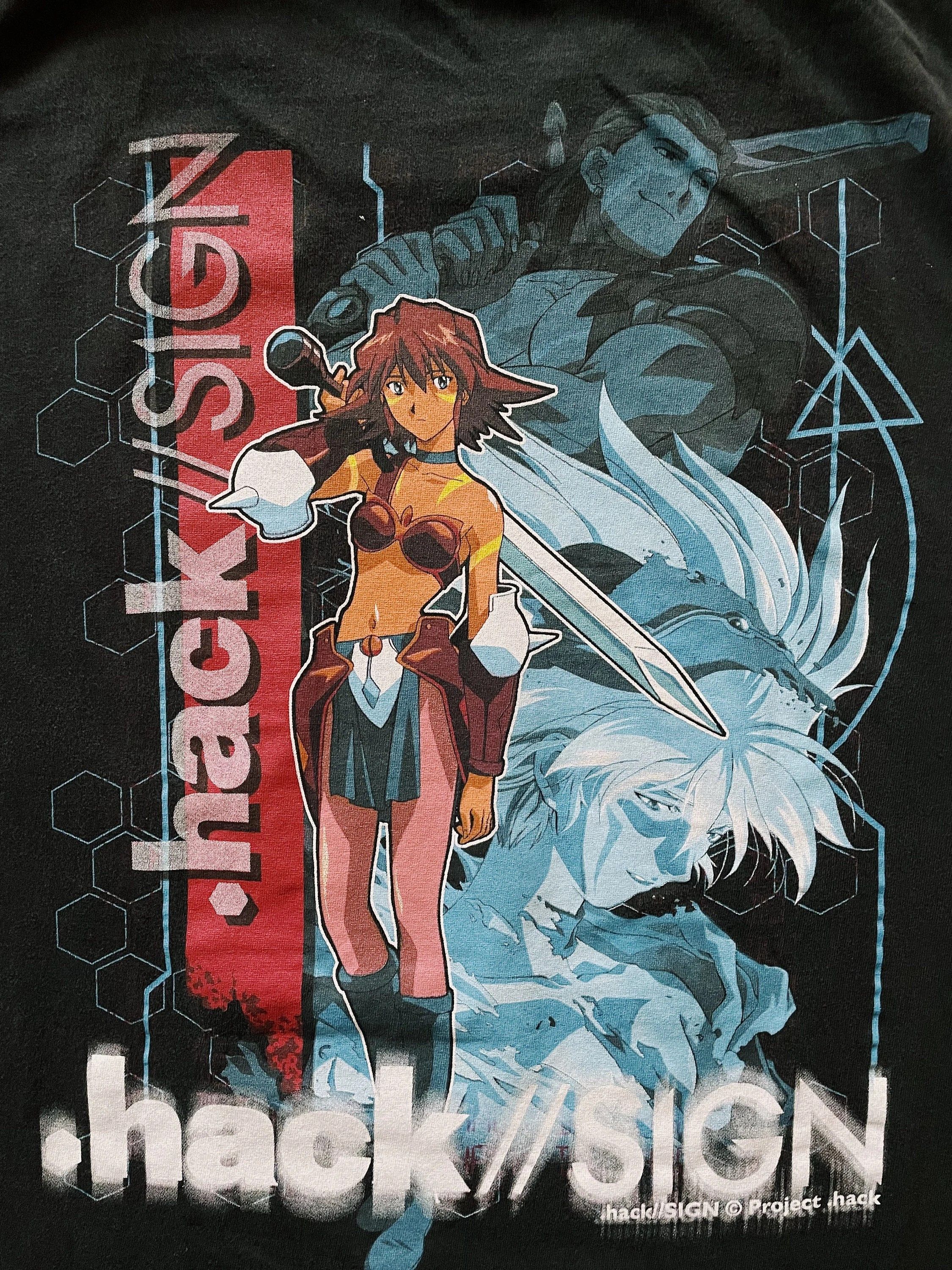 Anime Vintage 2002 .hack//SIGN Short Sleeve T-shirt Black Size US XL / EU 56 / 4 - 3 Thumbnail
