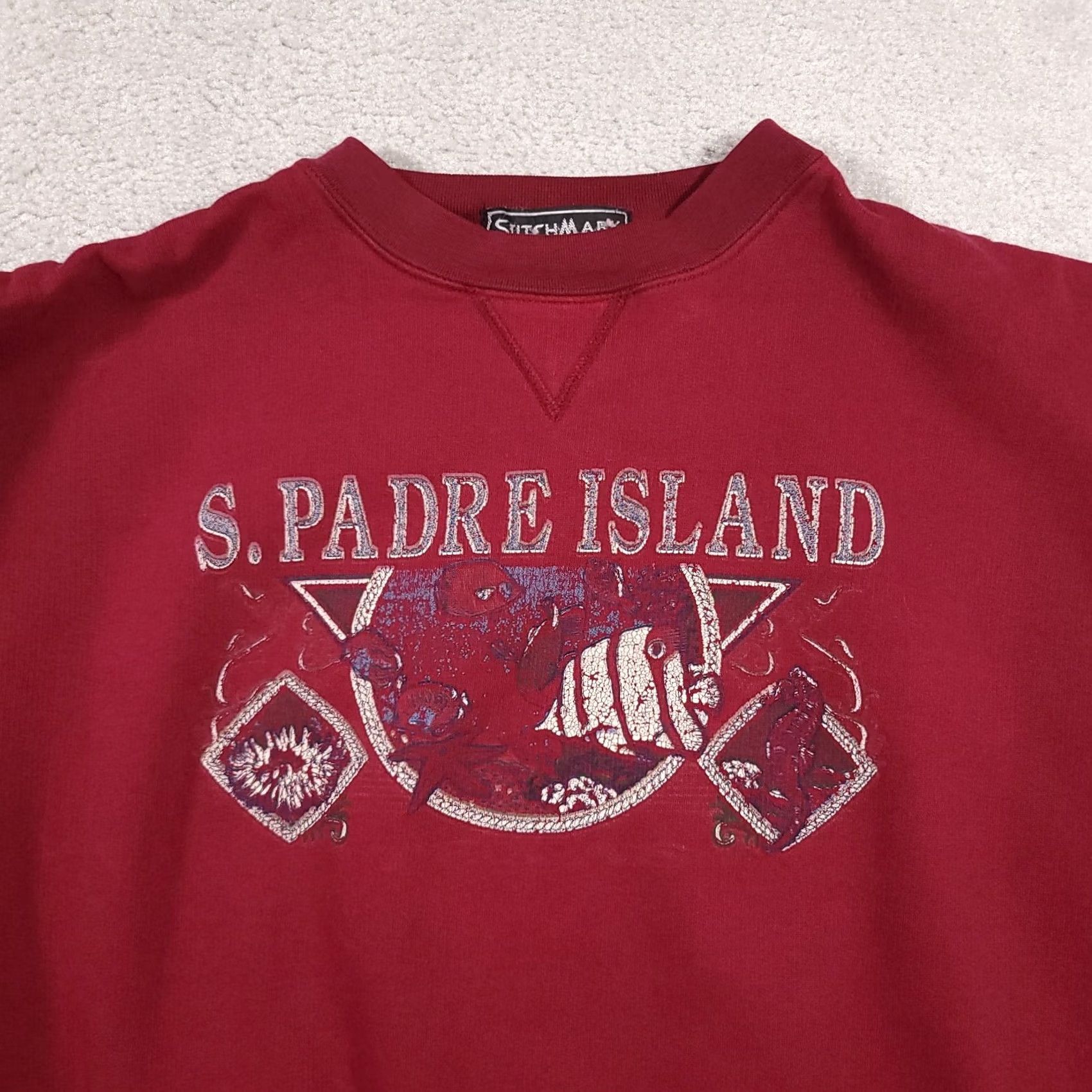 Vintage VINTAGE South Padre Island Sweatshirt Men's M Red 90s Crewneck Pullover Size US M / EU 48-50 / 2 - 3 Thumbnail