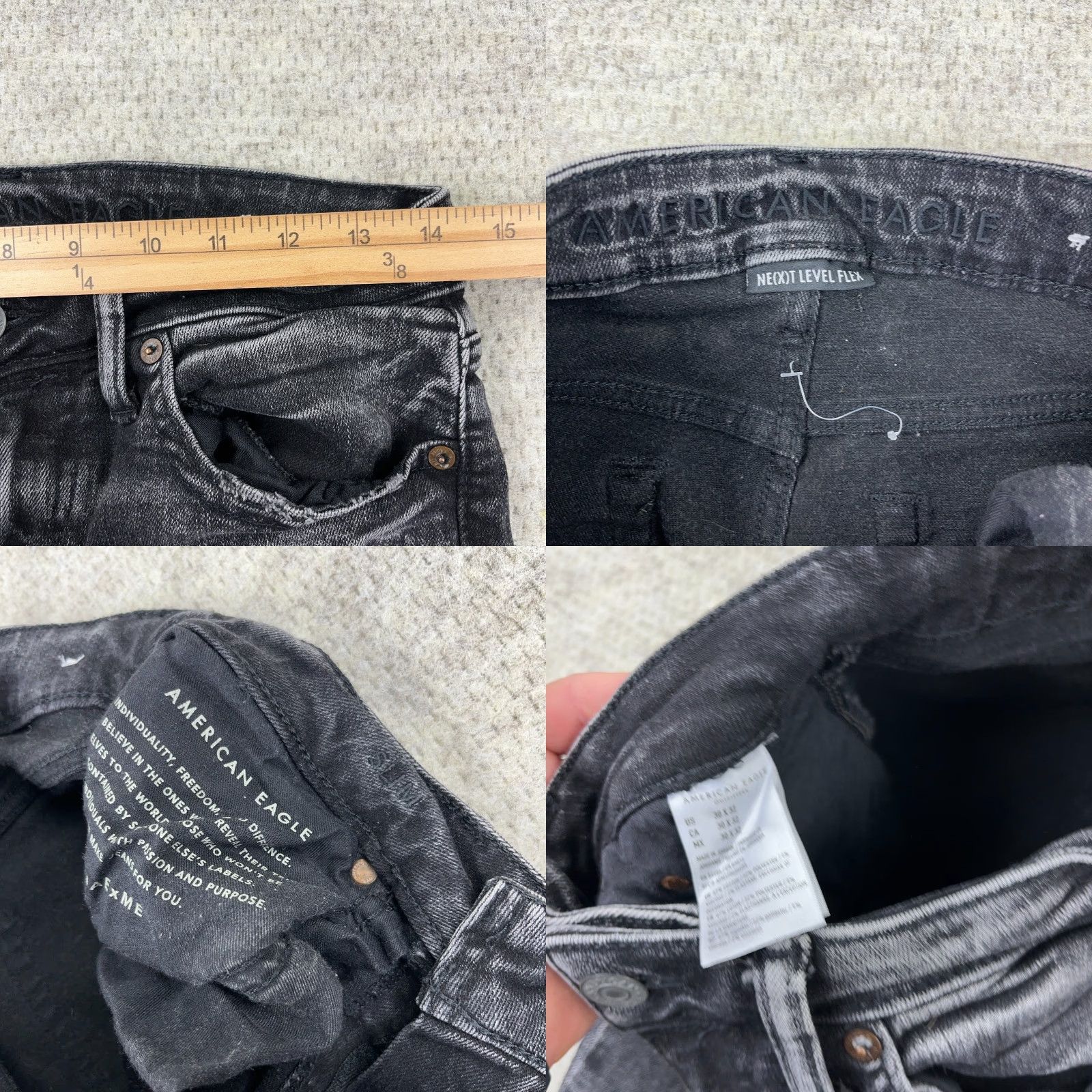 American Eagle Outfitters American Eagle Outfitters Jeans Men 30x32 Slim Fit Distressed Charcoal Wash 5-Pocket Denim Belt Loops 30 in inseam Slim Straight Black Size US 30 / EU 46 - 9 Thumbnail