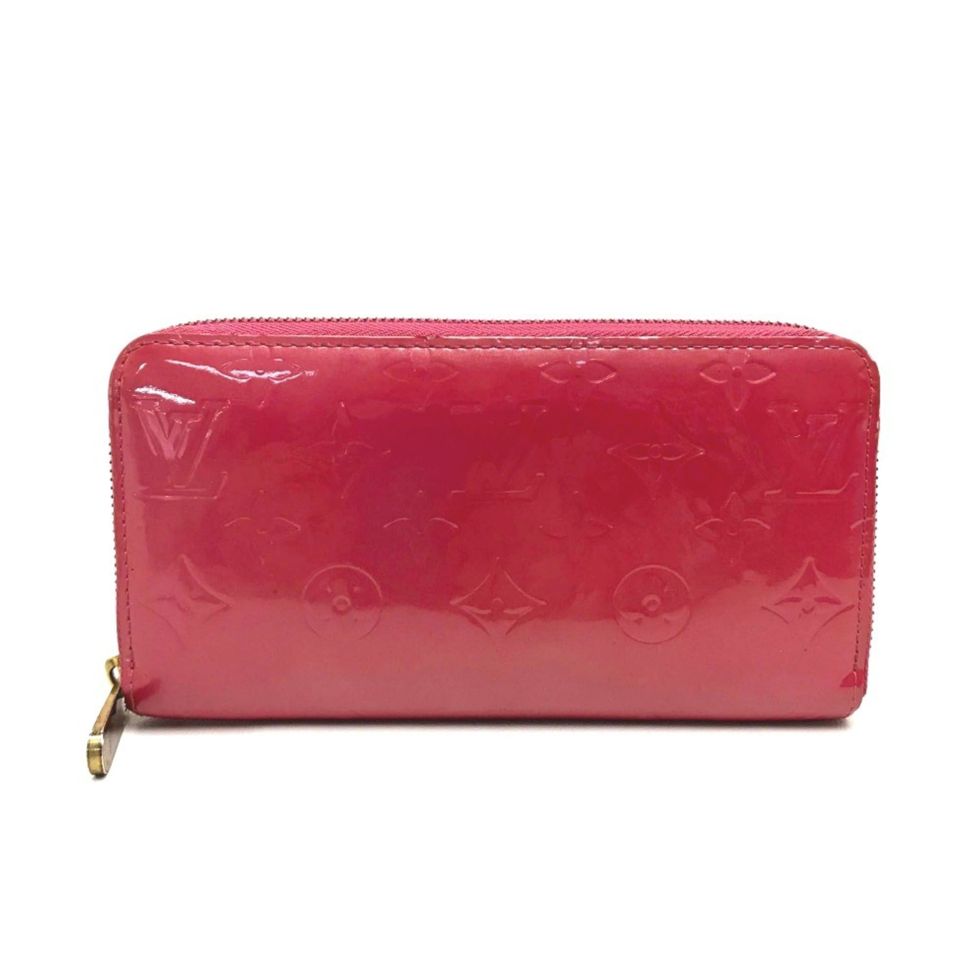 LOUIS VUITTON M9147F Monogram Vernis Zippy Wallet Patent Leather Women's Raspberry Pink