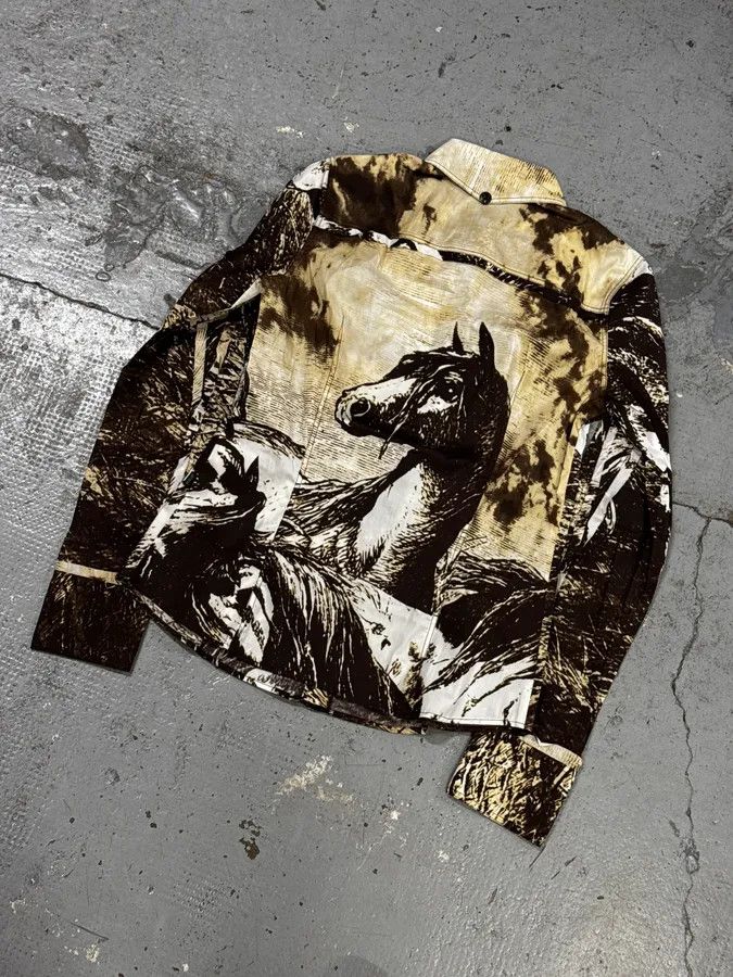 Just Cavalli 2000s Cavalli Brown & Beige Horse Ranch Shirt Size S / US 4 / IT 40 - 6 Thumbnail