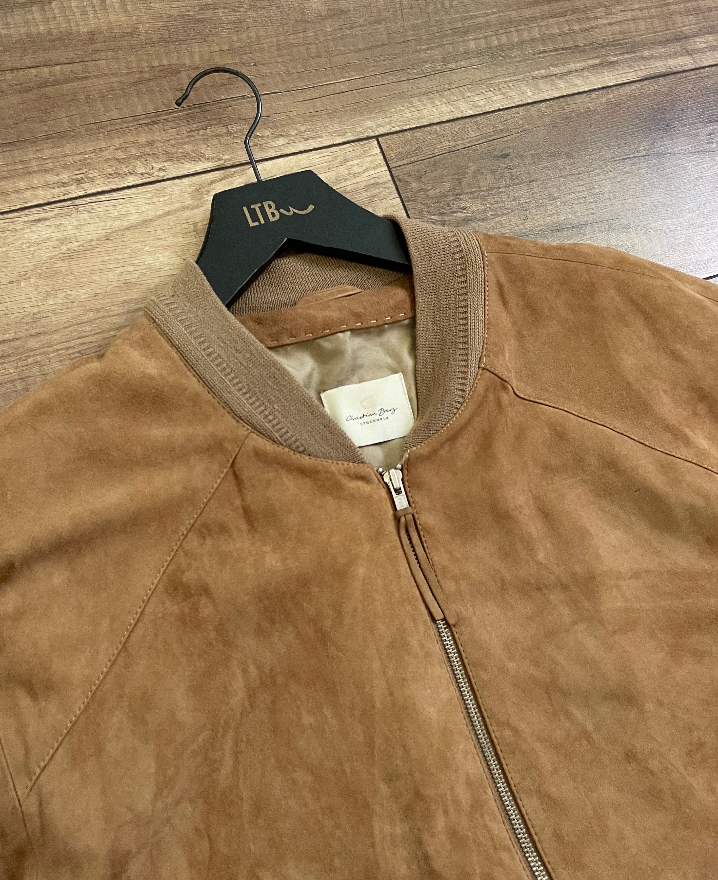 Vintage Christian Berg Brown Suede Leather Bomber Jacket Size US XXL / EU 58 / 5 - 5 Thumbnail