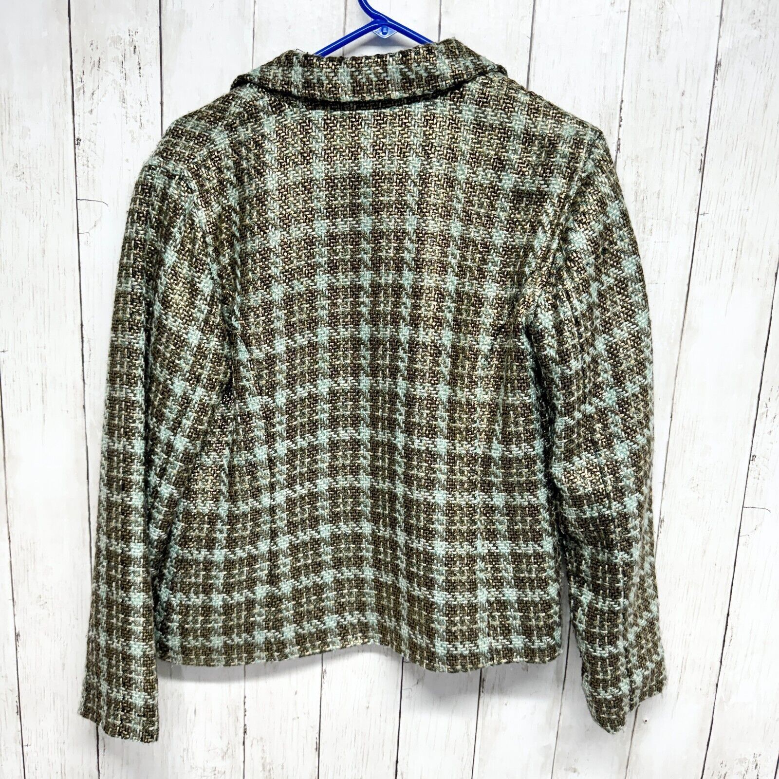Chicos Chicos Women Brown Plaid Tweed Bomber Jacket 0 ML Full Zip Size M / US 6-8 / IT 42-44 - 3 Thumbnail