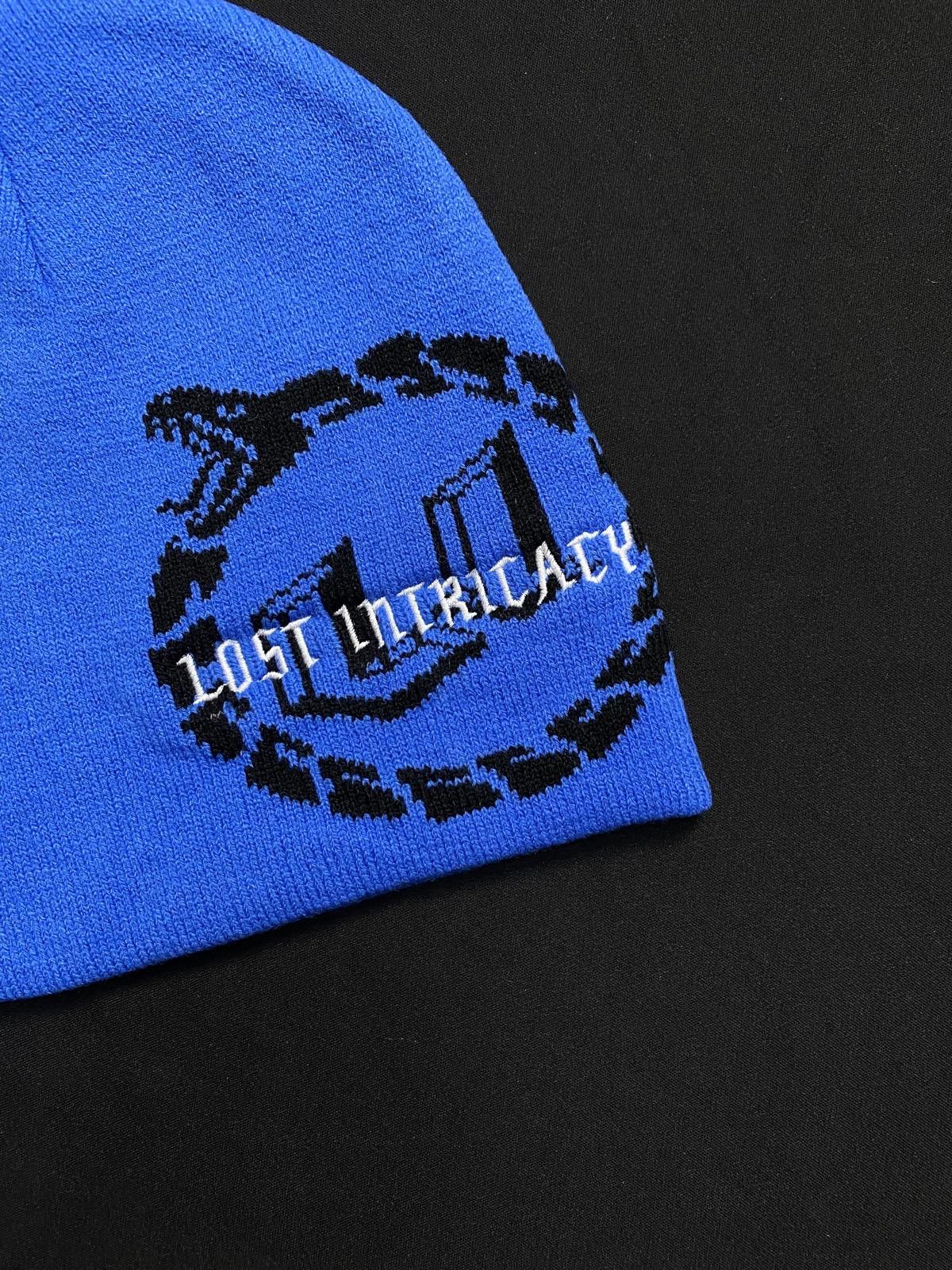 Japanese Brand Lost Intricacy Logo Full Circle Snake No Cuff Blue Beanie Size ONE SIZE - 2 Thumbnail
