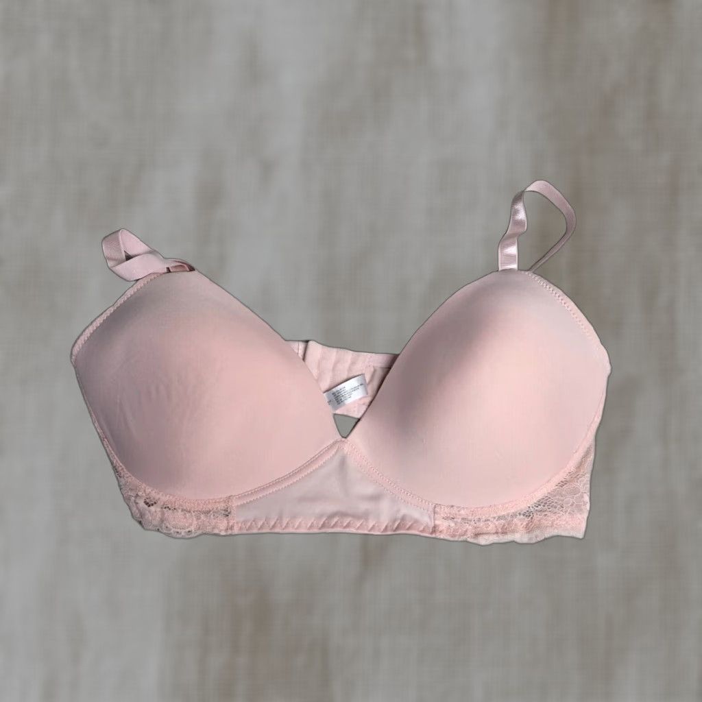 Laura Ashley Laura Ashley Women's Bra 40D Lightly Lined Pink Floral Underwire Wireless Back Closure 40 Band Style Bralette Size ONE SIZE - 1 Thumbnail