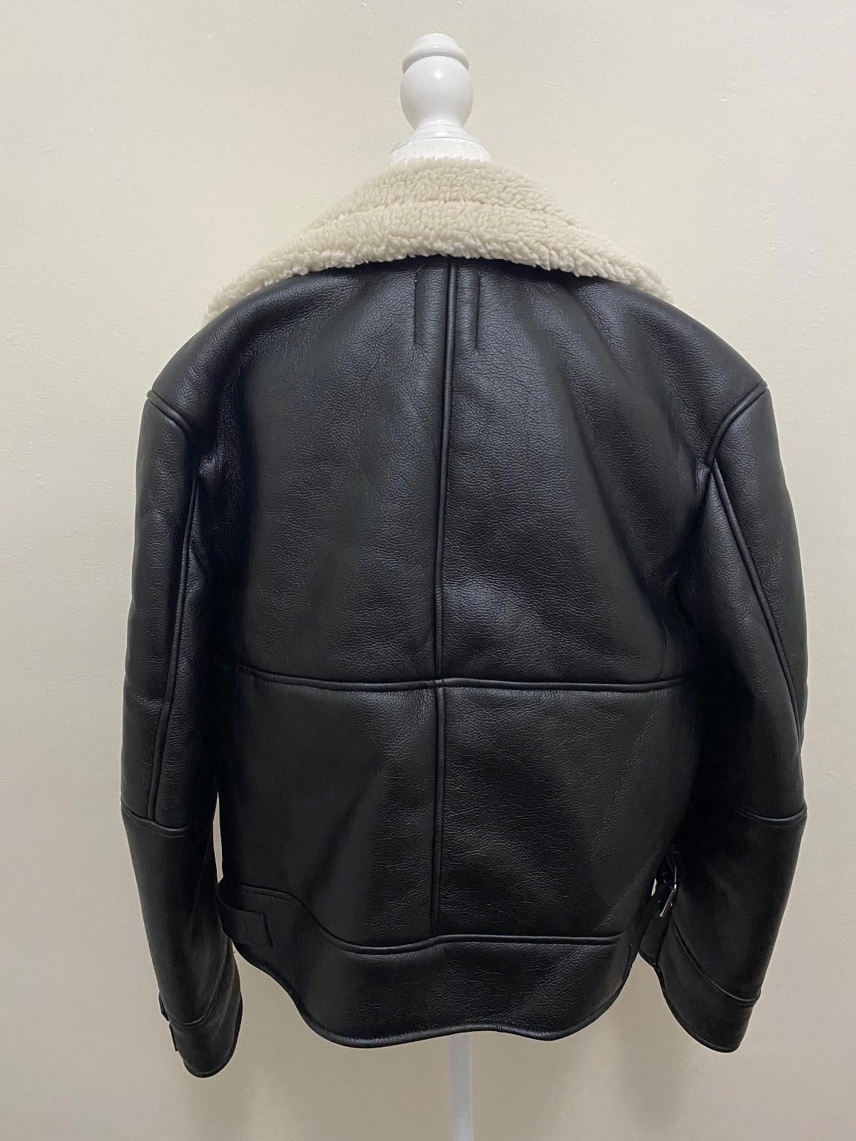 Bershka BERSHKA Shearling Trim Aviator Jacket in Black (X-SMALL) Size XS / US 0-2 / IT 36-38 - 7 Thumbnail