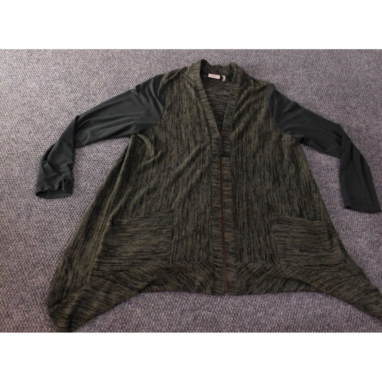 Vintage LOGO by Lori Goldstein Jacket Geometric Green Zip Long Sleeve Polyester Womens L Medium Size L / US 10 / IT 46 - 3 Thumbnail