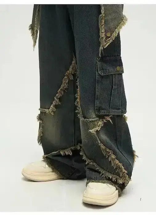 Japanese Brand Star Patch Hombre Distressed Baggy Jean Pant Size US 30 / EU 46 - 4 Thumbnail
