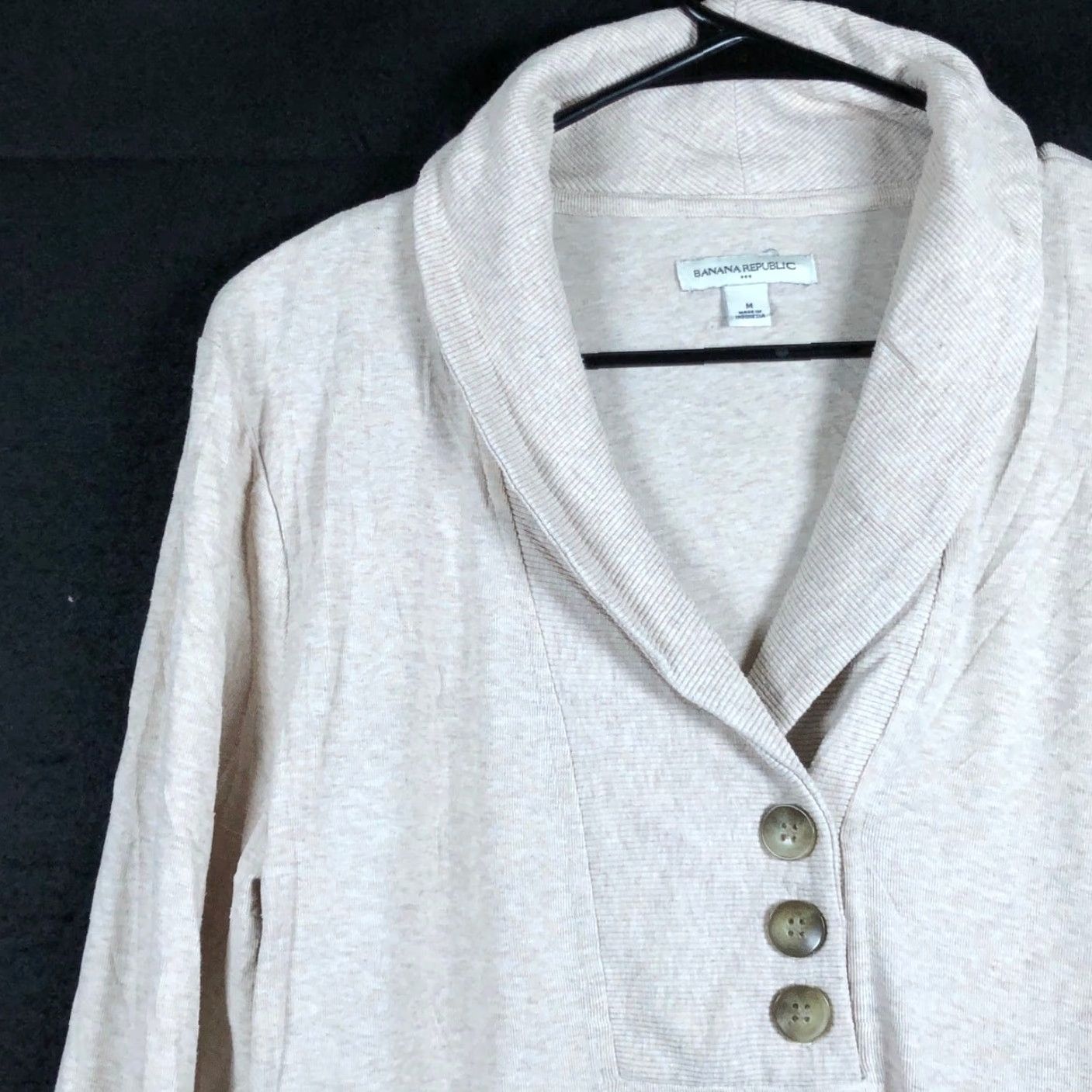 Banana Republic Banana Republic Womens Sweater Henley V Neck Oatmeal Stretch Medium Pullover Casual Workwear Size M / US 6-8 / IT 42-44 - 4 Thumbnail