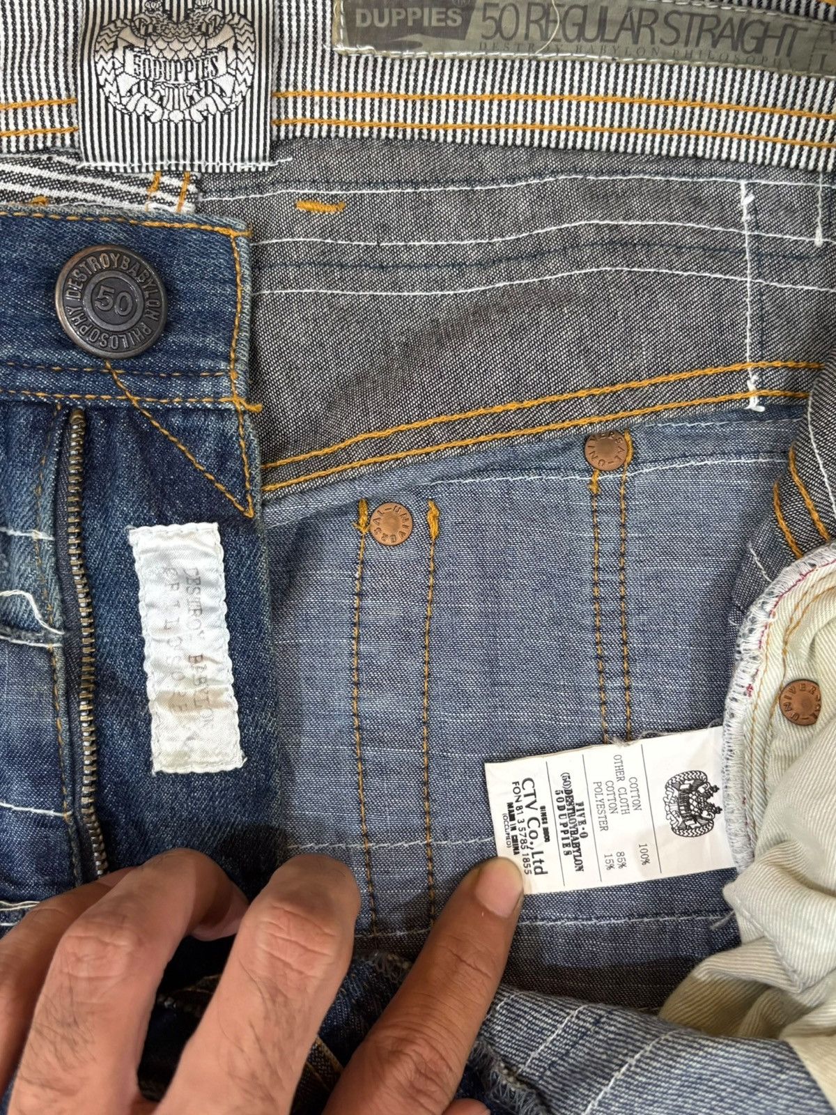 Japanese Brand Vintage Japanese Brand Patched Hagi Loose Baggy Jeans Size US 40 / EU 56 - 10 Thumbnail