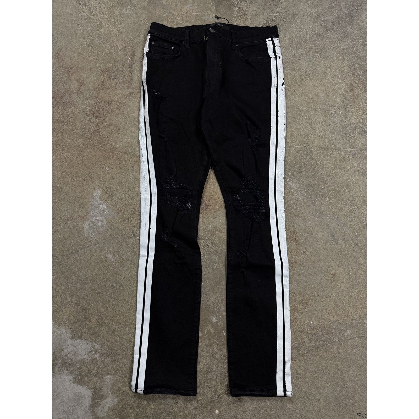 Amiri Amiri Jeans Black White Stripe Used 34 Size US 34 / EU 50 - 1 Thumbnail