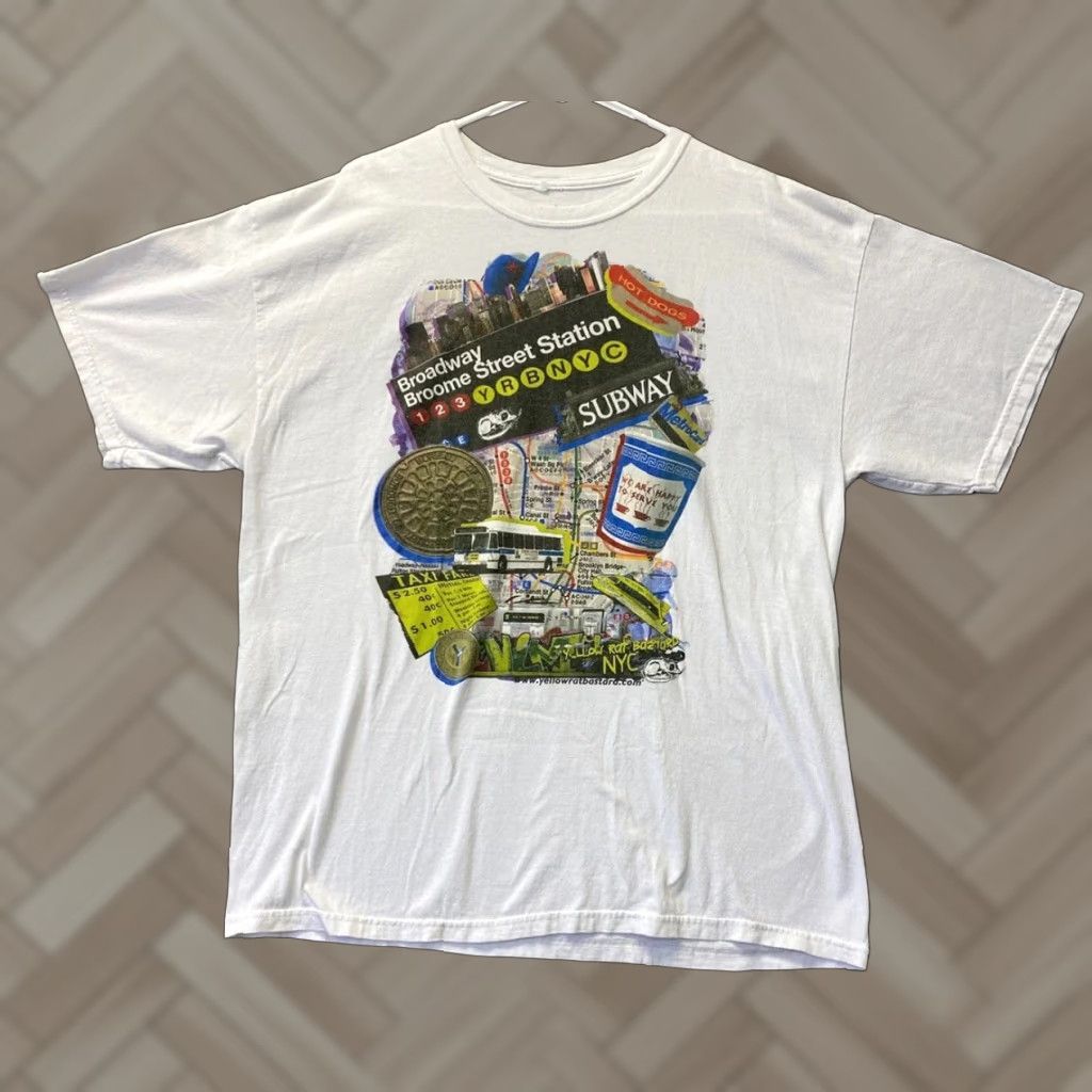 Vintage VINTAGE Public Domain Shirt Broadway Train Station XL White 90s Logo Mens Size US XL / EU 56 / 4 - 1 Thumbnail