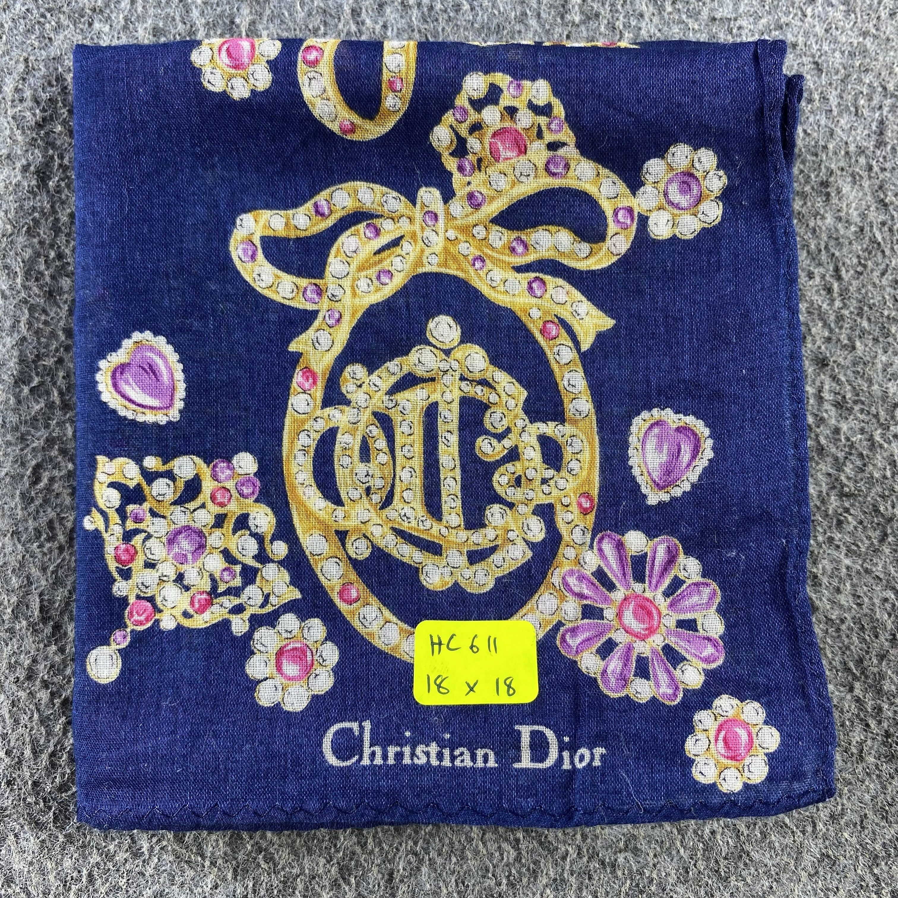 Vintage Christian Dior Handkerchief/Neckerchief/Bandana HC611 Size ONE SIZE - 5 Thumbnail