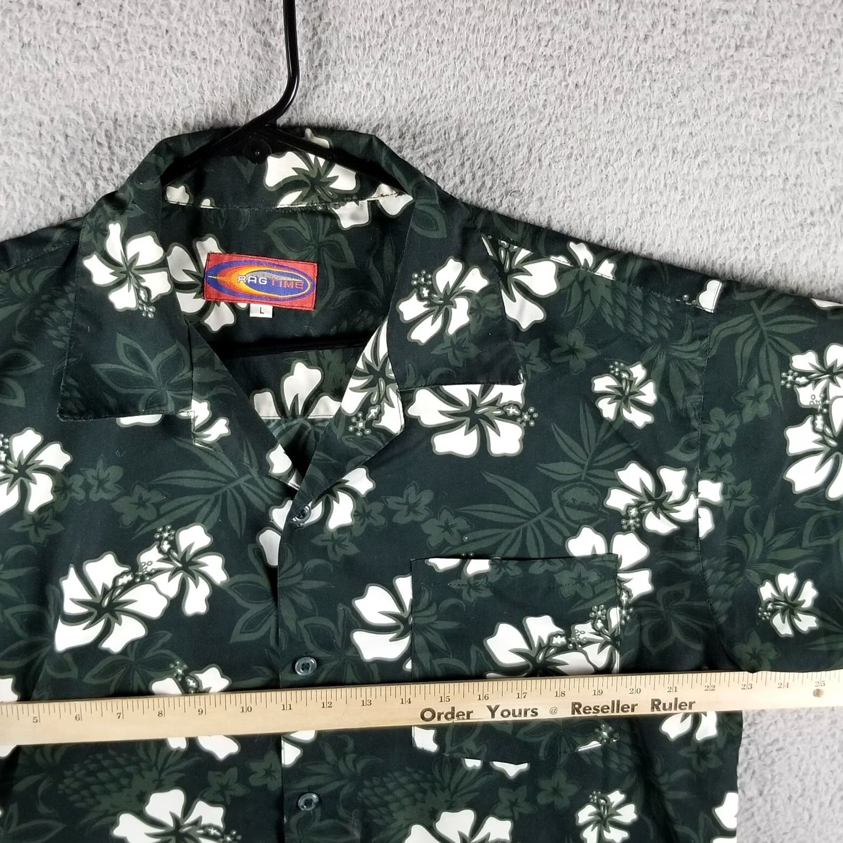 Vintage Ragtime Vintage Pineapple Hibiscus Hawaiian Shirt Men L Green Button Up Ragtime Size US L / EU 52-54 / 3 - 6 Thumbnail