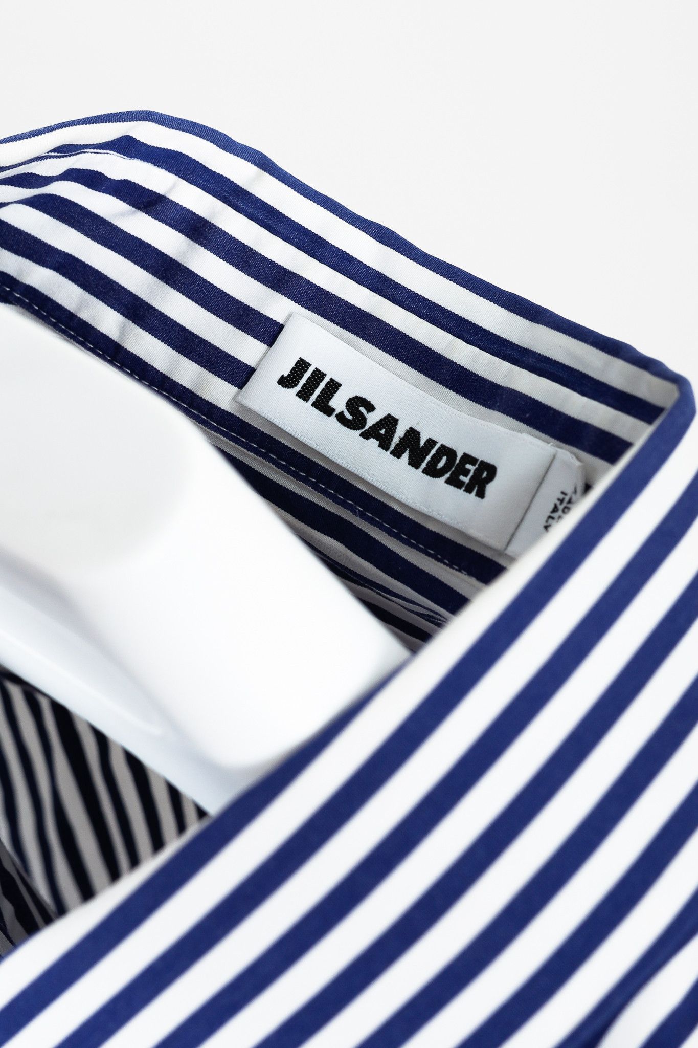 Jil Sander Jil Sander Aghata Dark Blue Cotton Striped Drape Blouse Size S / US 4 / IT 40 - 4 Thumbnail