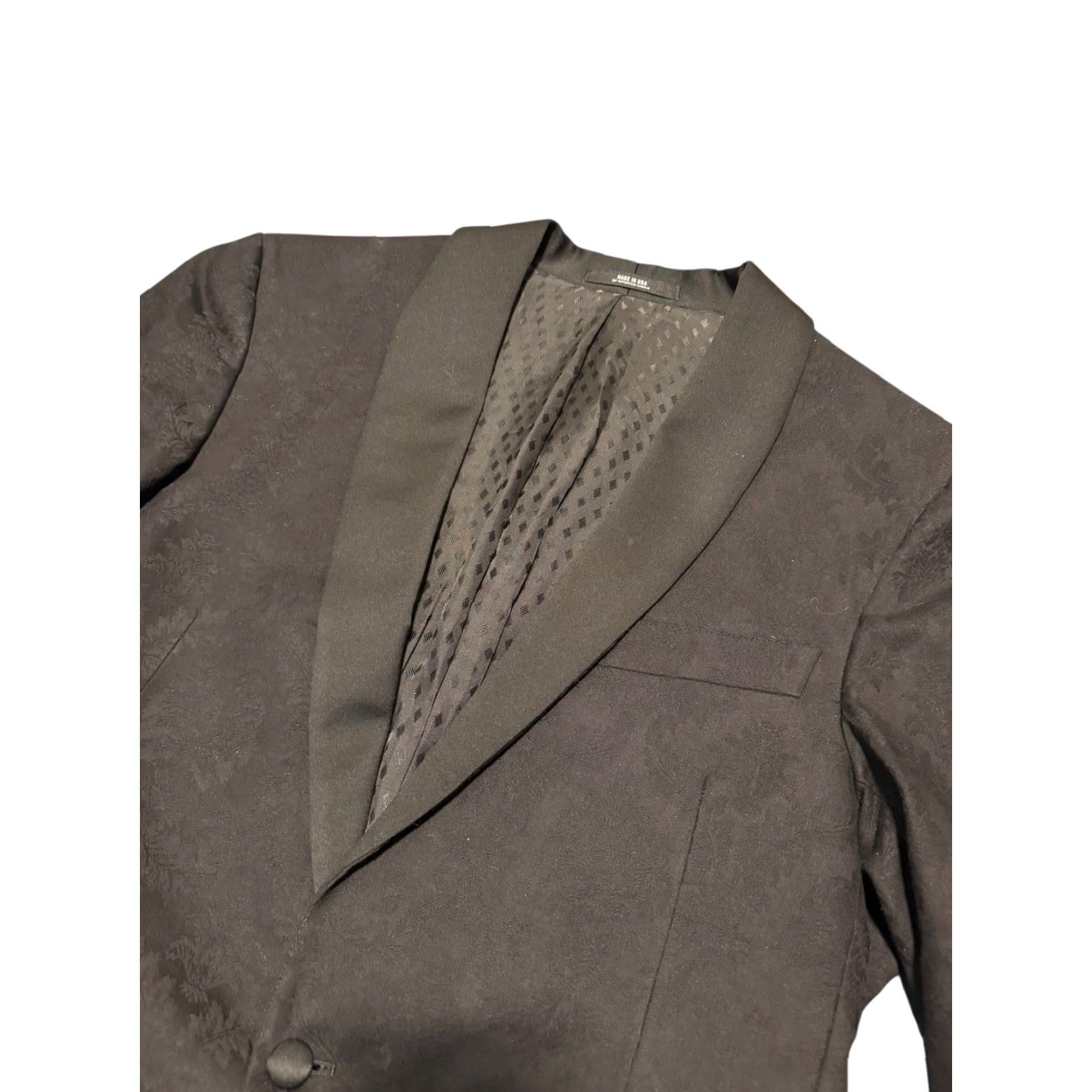 Todd Snyder TODD SNYDER Sutton Fit Black Floral Jacquard Tuxedo Dinner Jacket 44TL US Custom Size 44R - 4 Thumbnail