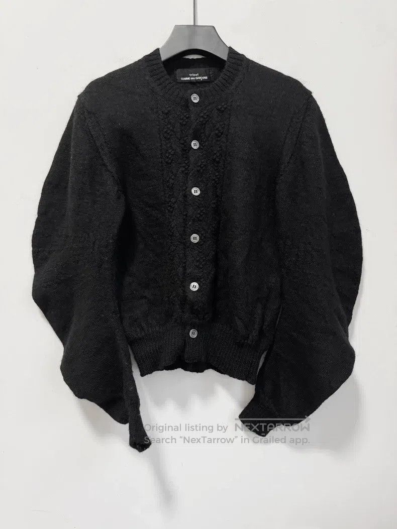 Comme Des Garcons Black Wool Batwing Sleeve Knit Cardigan