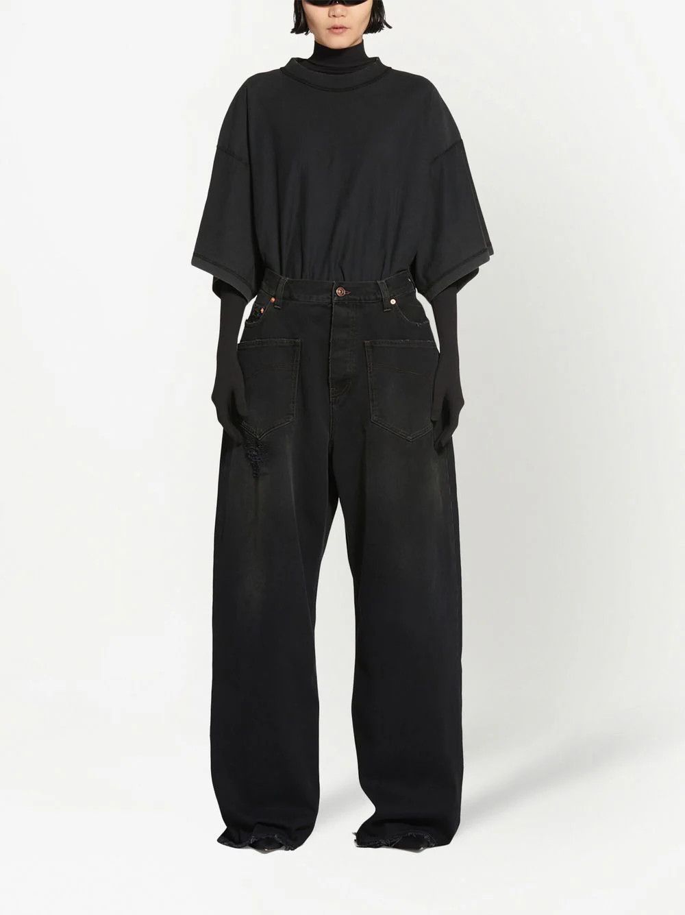 Balenciaga AW22 BLACK PATCHED POCKET BAGGY DENIM Size US 30 / EU 46 - 1 Thumbnail