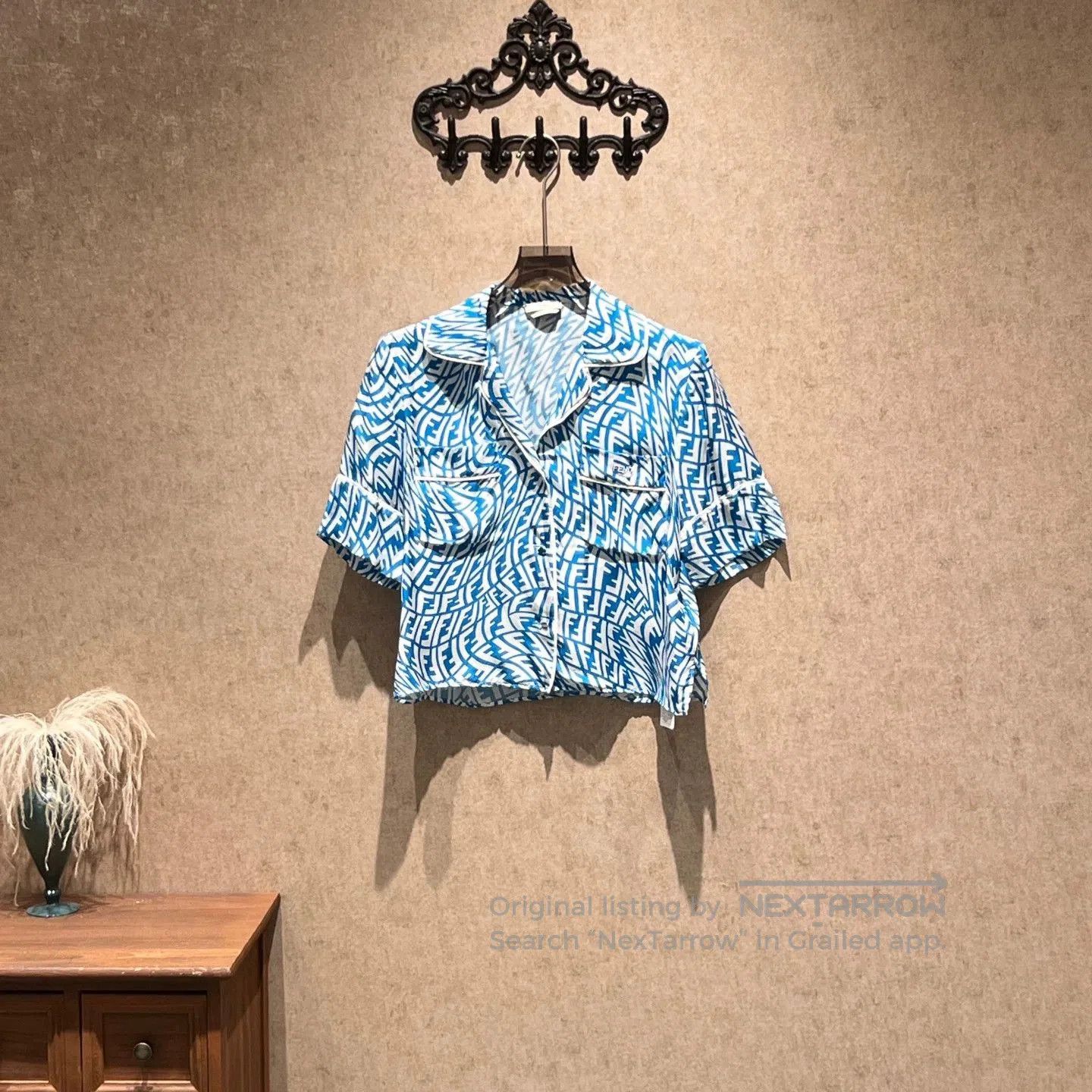 Fendi Fendi Blue FF Logo Silk Shirt Shorts Set. Size S / US 4 / IT 40 - 2 Thumbnail