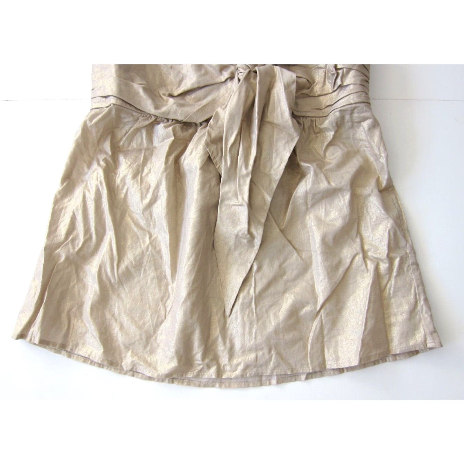 Vintage NWT New Frontier 100% Cotton Gold Shimmery Strapless Bow Tie Blouse Women Large Size L / US 10 / IT 46 - 7 Thumbnail