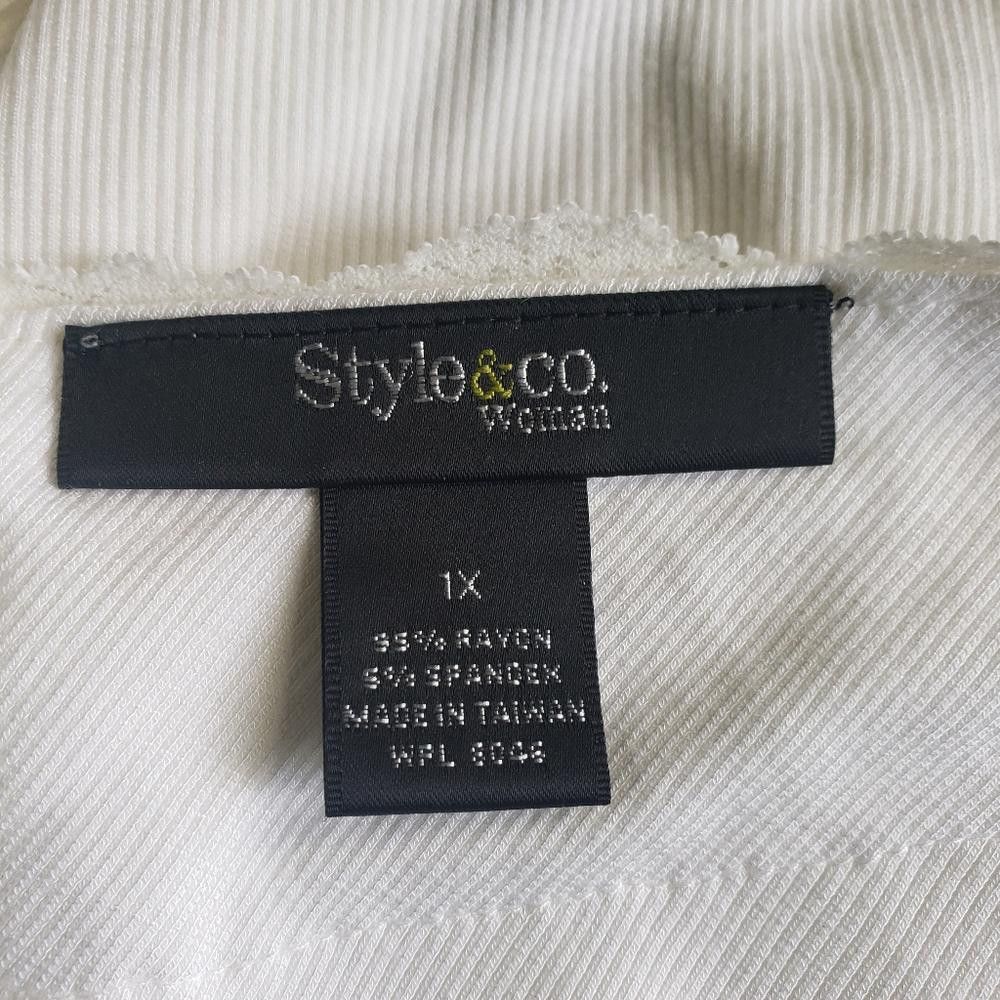 Designer CT367 Style & Co White Ribbed Lace Tank 1X Size XL / US 12-14 / IT 48-50 - 5 Thumbnail