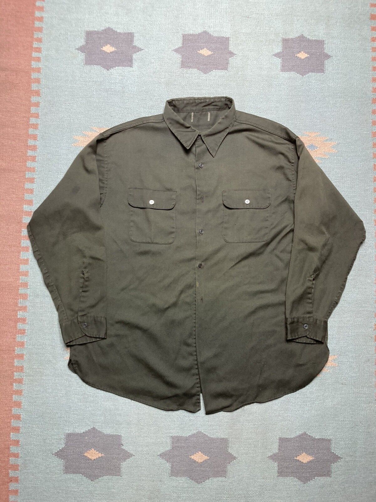 Vintage VTG 50s work shirt twill distressed selvedge gussets XXL 2XL Size US XXL / EU 58 / 5 - 1 Thumbnail