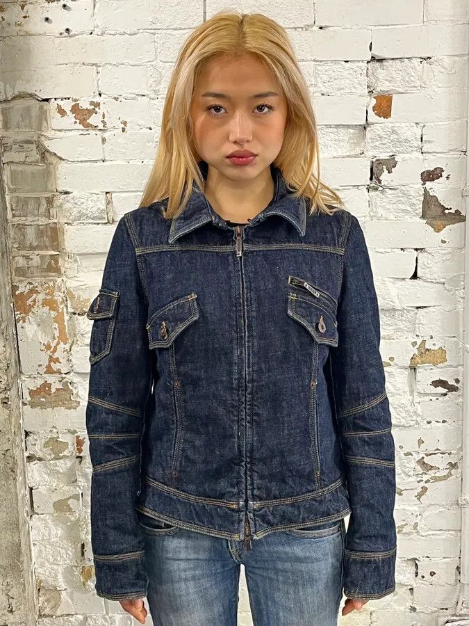 Moschino 2000s Moschino Cargo Navy Brut Denim Jacket Size M / US 6-8 / IT 42-44 - 2 Thumbnail