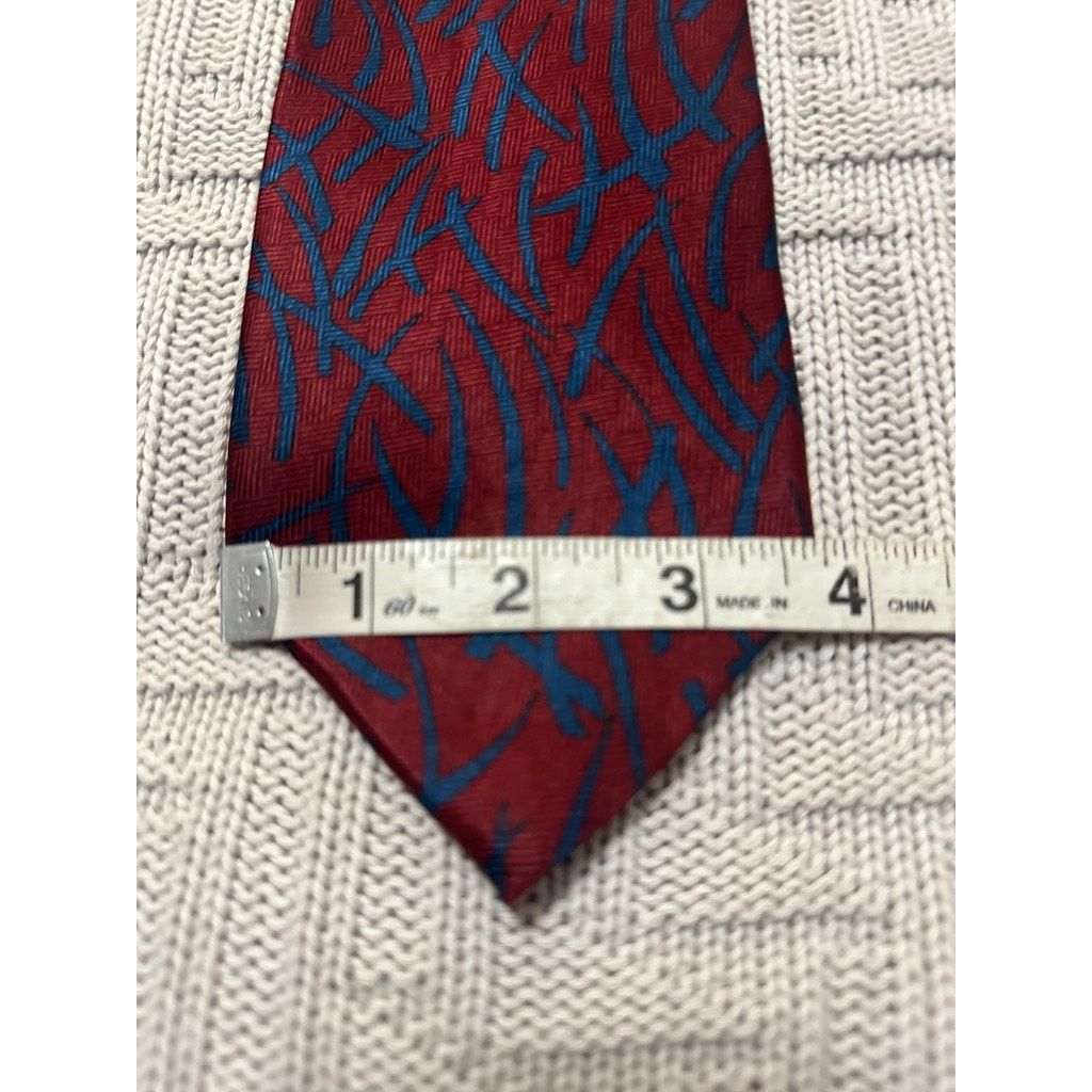 BUGATCHI Bugatchi maroon abstract silk tie Size ONE SIZE - 5 Thumbnail