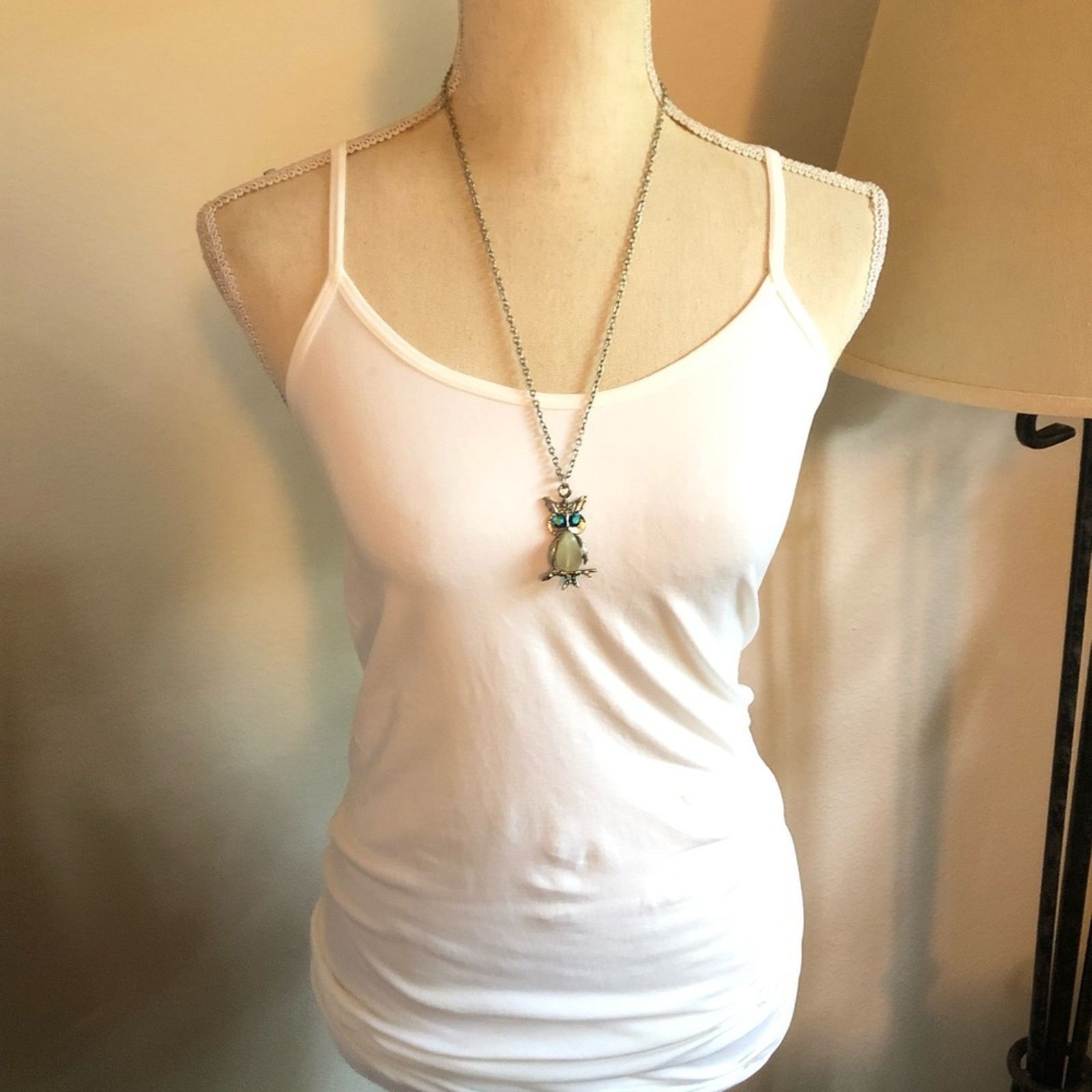 Vintage Vintage agate owl body pendant on chain necklace Size ONE SIZE - 4 Thumbnail