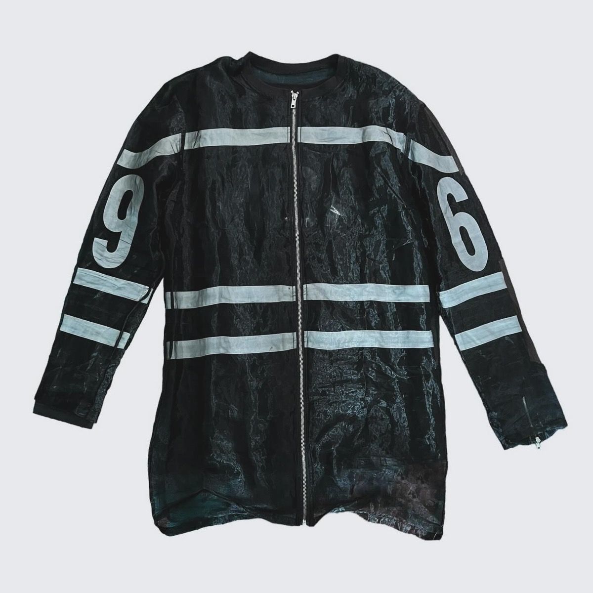 Pre-owned Hood By Air Ss14 Organza Hockey Jacket In Black