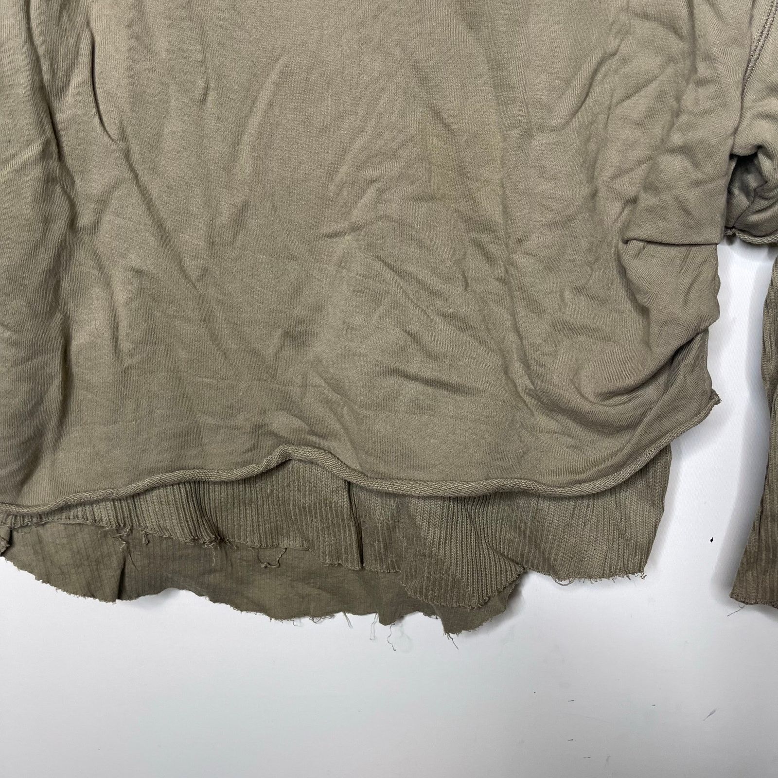 MOUSSY Moussy Layered Crew Neck Distressed Pullover Olive Green Size ONE SIZE - 4 Thumbnail