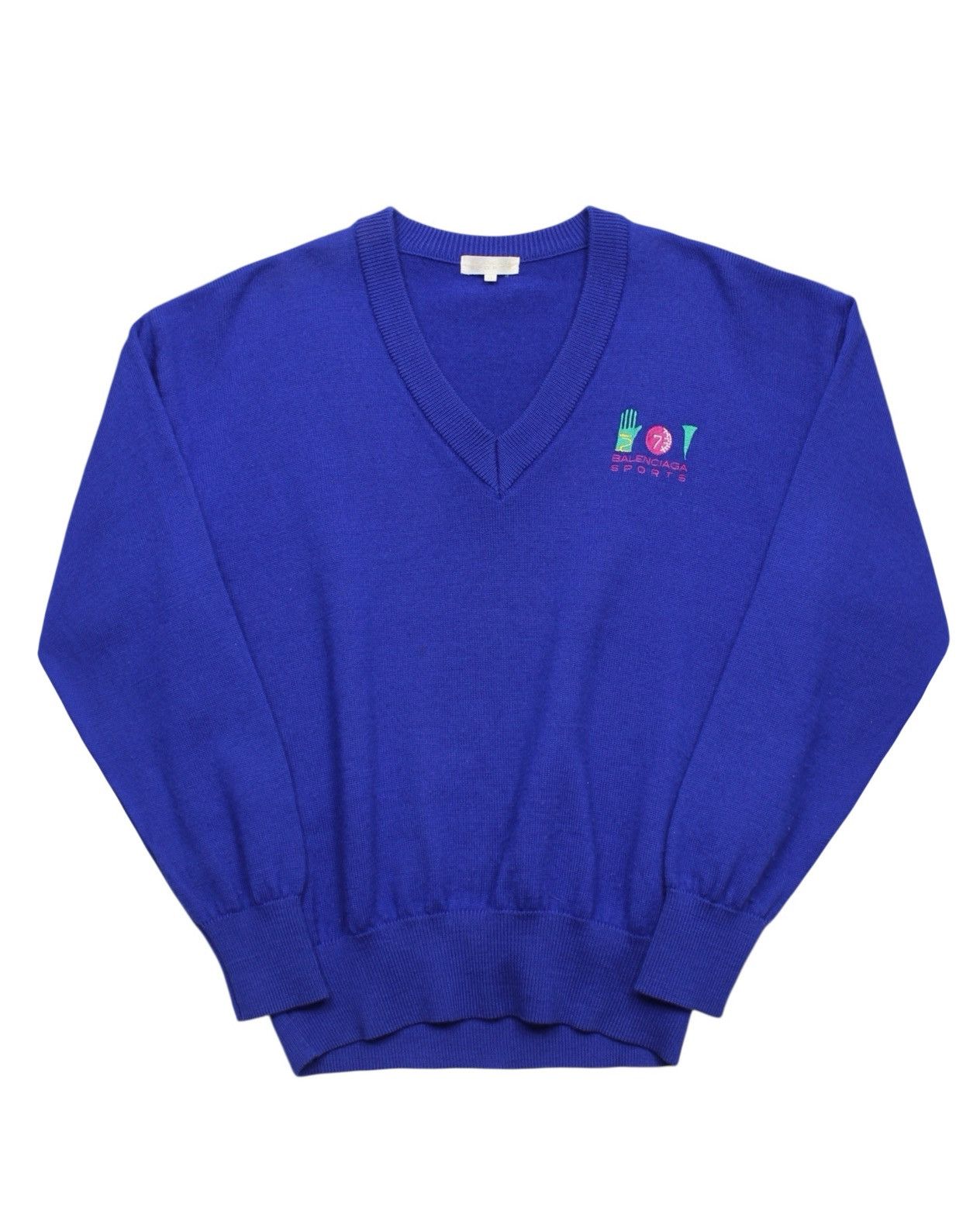Balenciaga 1990S BALENCIAGA SPORTS WOOL V-NECK SWEATER Size US L / EU 52-54 / 3 - 1 Thumbnail