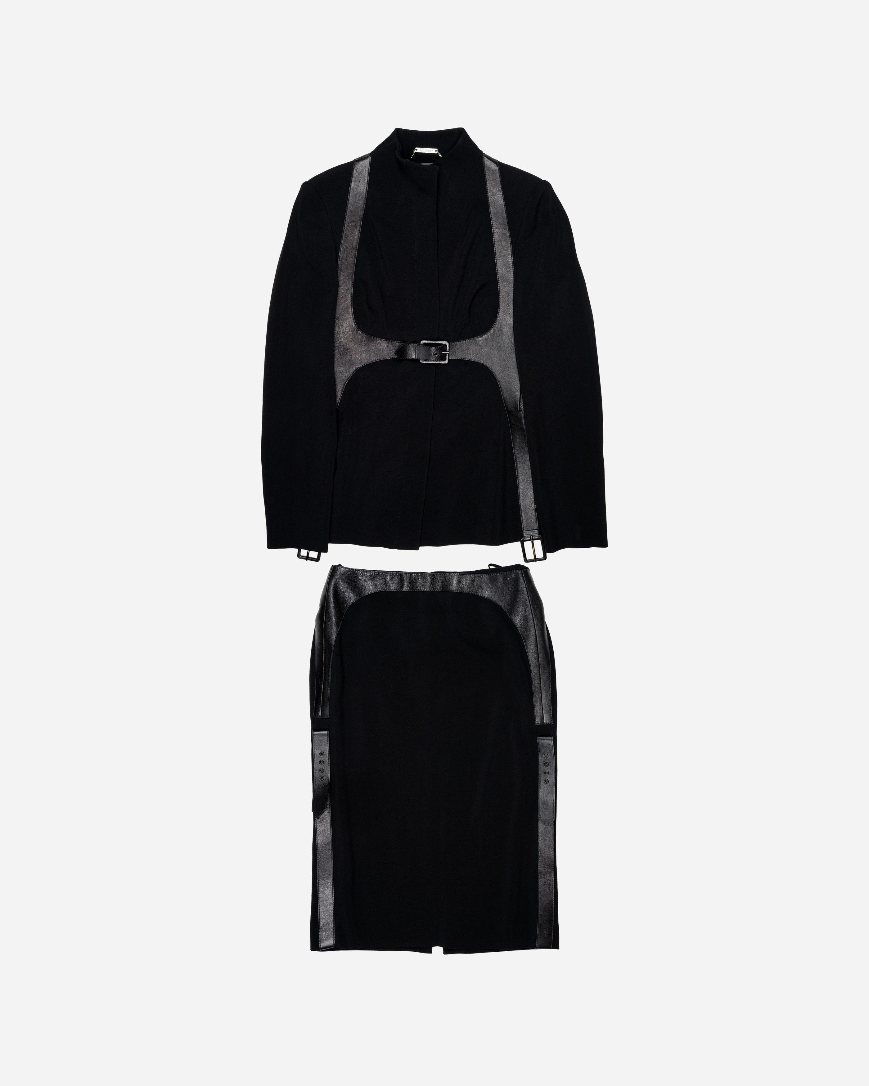 ALEXANDER McQUEEN A/W 2002 Leather Harness Skirt Suit S - Main Image