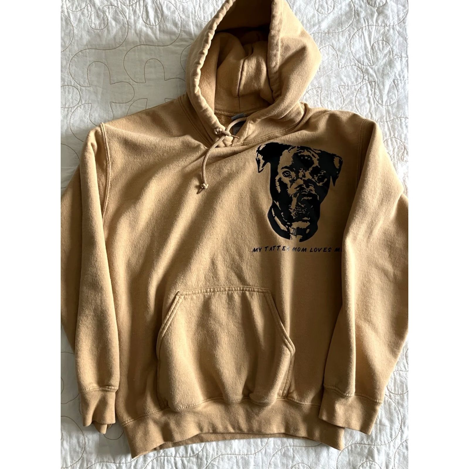 Gildan Gildan Hoodie Sweatshirt Womens S Yellow Graphic Dog My Tatted Mom Loves Me Size S / US 4 / IT 40 - 3 Thumbnail