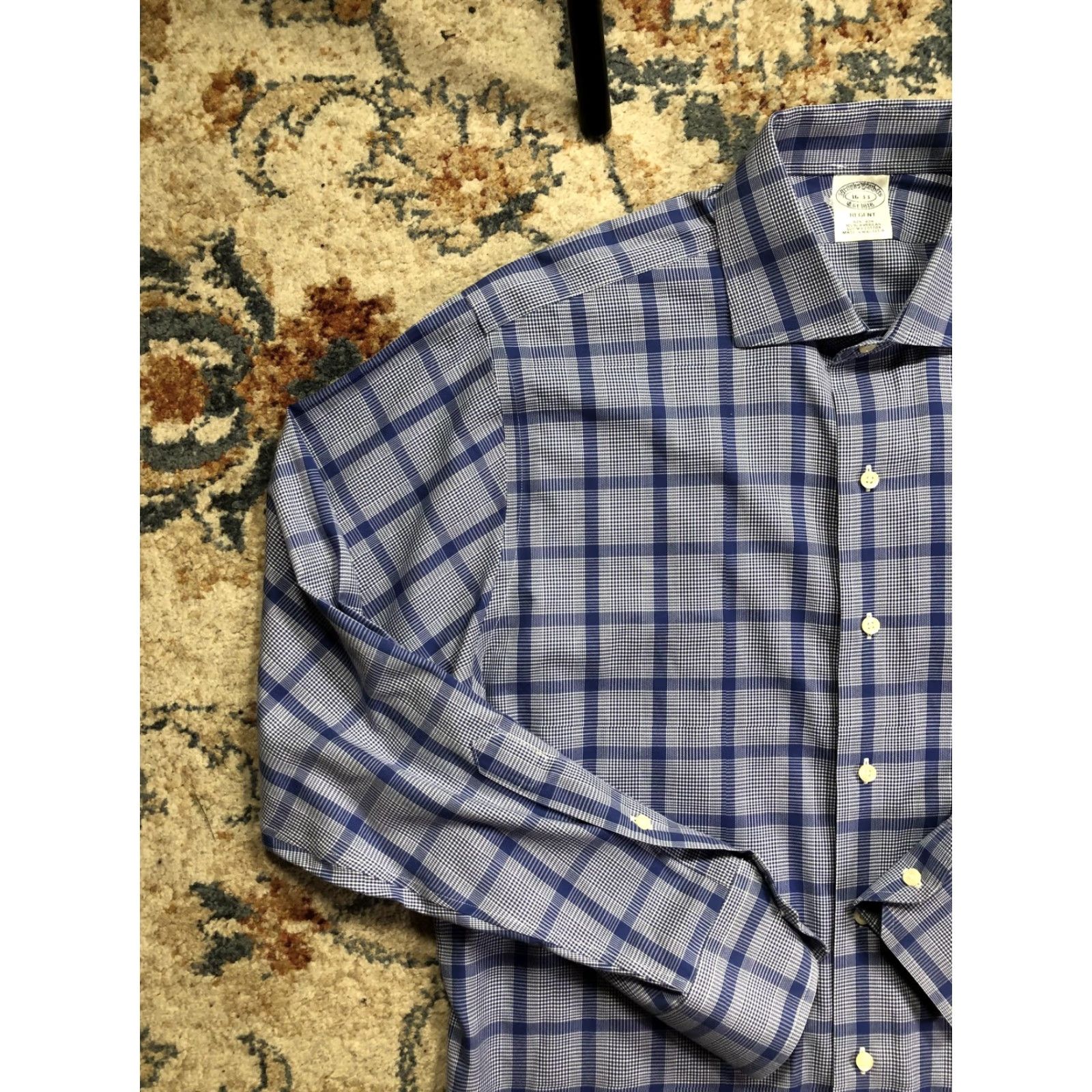 Brooks Brothers Brooks Brothers Regent Dress Shirt Mens 16 32/33 Blue Plaid Non-Iron Supima 100% Cotton Shirt Size 42R - 3 Thumbnail