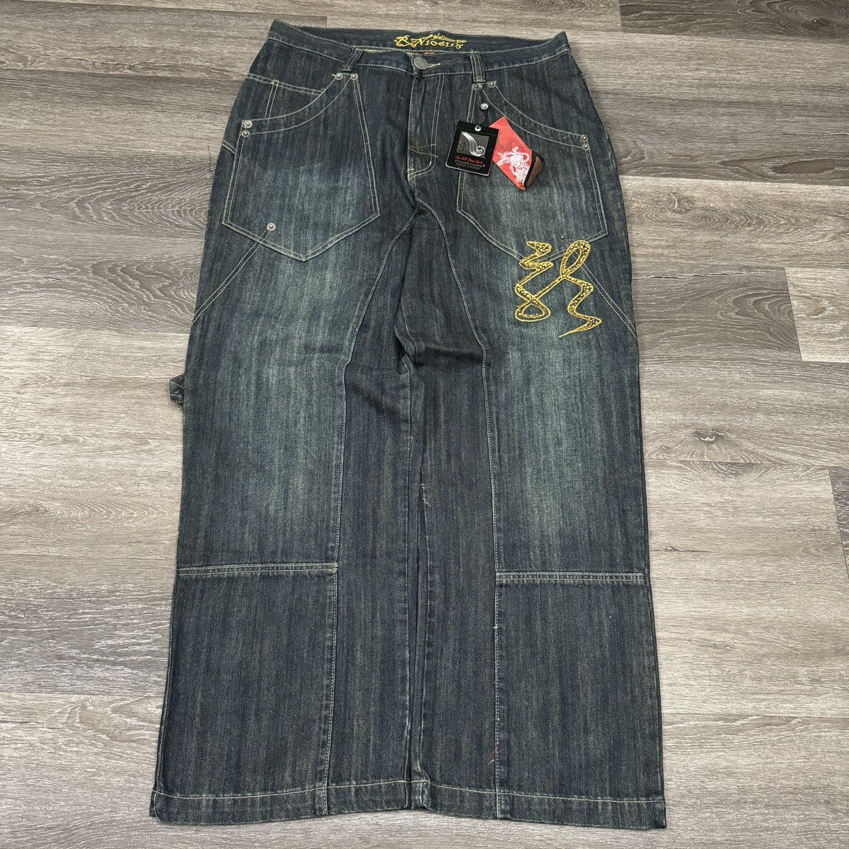 JNCO × Japanese Brand × Vintage Vintage Y2K Platinum gear embellished dragon baggy jeans NWT Size US 38 / EU 54 - 2 Thumbnail