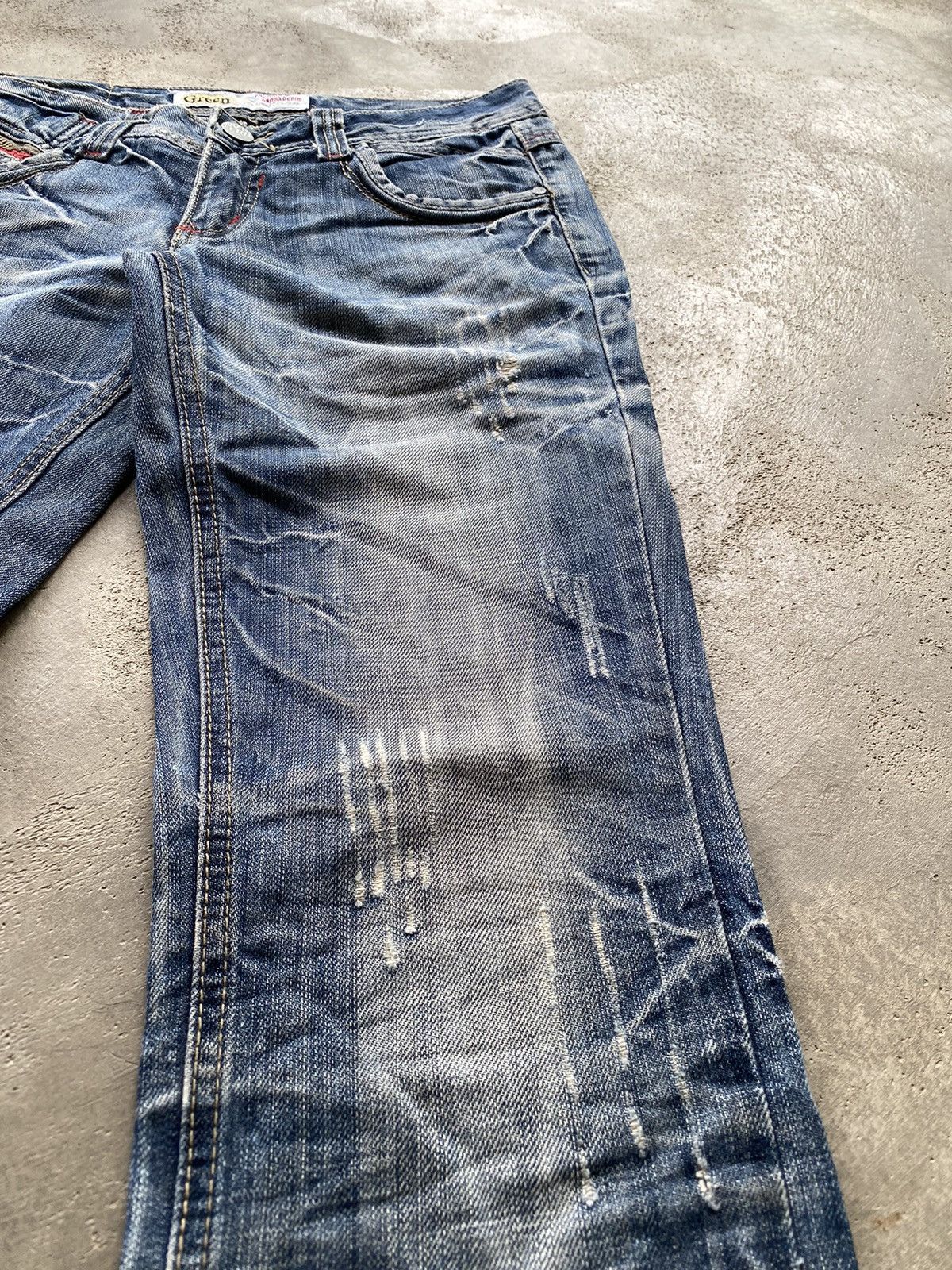 If Six Was Nine × Japanese Brand × Le Grande Bleu (L.G.B.) Green Natural Vintage Distressed Denim Jeans Size US 29 - 10 Thumbnail