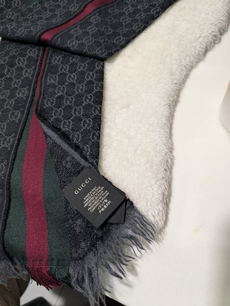 Gucci Gucci GG Monogram Web Scarf – Black Size ONE SIZE - 5 Thumbnail