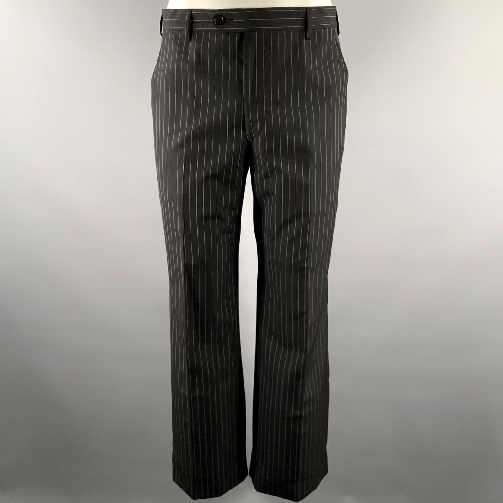 Paul Smith PAUL SMITH Suit Black White Pinstripe Wool Notch Lapel Size 38 Men Size 38R - 5 Thumbnail