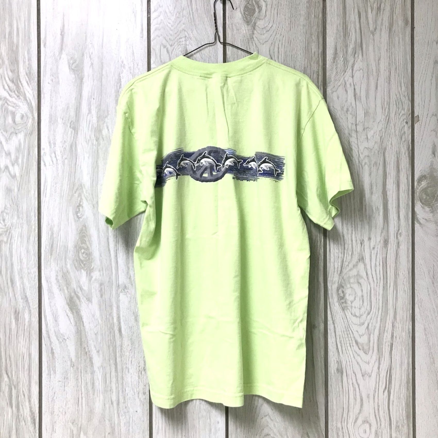 Vintage Vintage Murina Men Lime Green Maui Hawaii Dolphins Graphic Preshrunk Shirt L Size US L / EU 52-54 / 3 - 2 Thumbnail