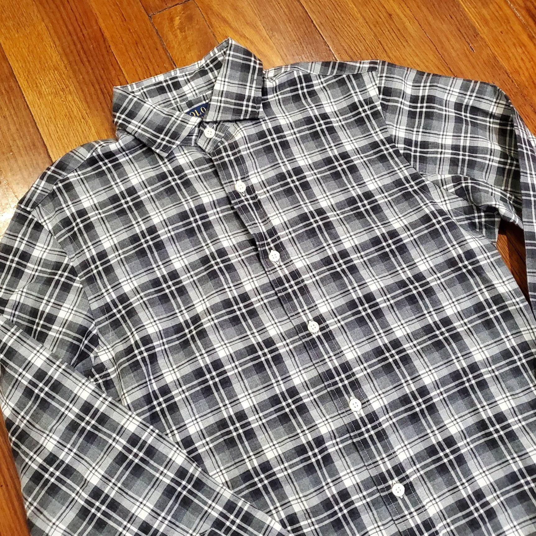 Polo Ralph Lauren Polo Ralph Lauren Shirt Mens Small Gray Plaid Slim Fit Button Front Long Sleeve Size US S / EU 44-46 / 1 - 3 Thumbnail