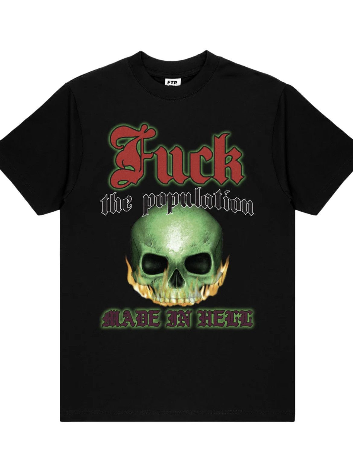 Fuck The Population FTP Flaming Skull Tee Sz Small Black Size US S / EU 44-46 / 1 - 1 Thumbnail