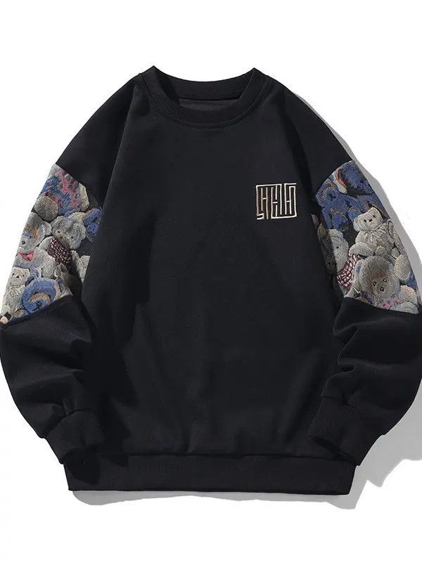 VIBE Teddy Bear Patchwork Black Sweatshirt Size US M / EU 48-50 / 2 - 6 Thumbnail