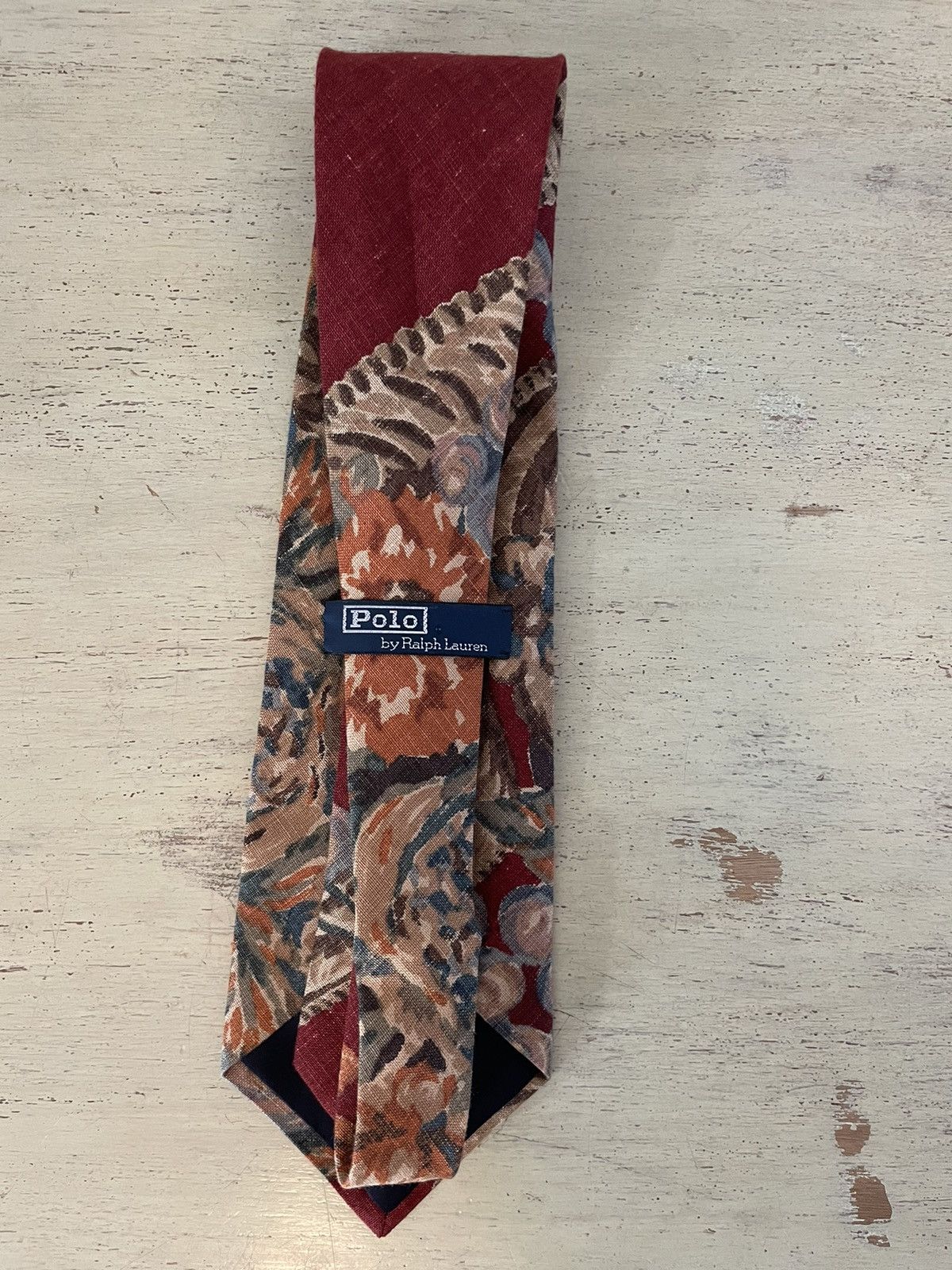 Polo Ralph Lauren × Vintage Vintage Floral Print Wide Linen Tie Size ONE SIZE - 6 Thumbnail